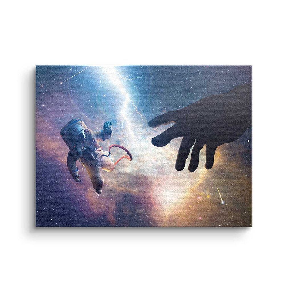 DOTCOMCANVAS® Leinwandbild, Premium Leinwandbild schwarzer Universum Pop Wandbild - Rahmen Art - Michelangelo 
