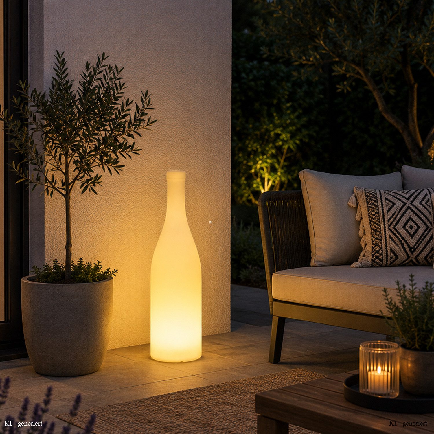 SATISFIRE LED Dekoobjekt LED Flasche Leuchtflasche 58cm warmweiß outdoor indoor Leuchtobjekt, LED Classic, warmweiß (2100K bis 3000K)