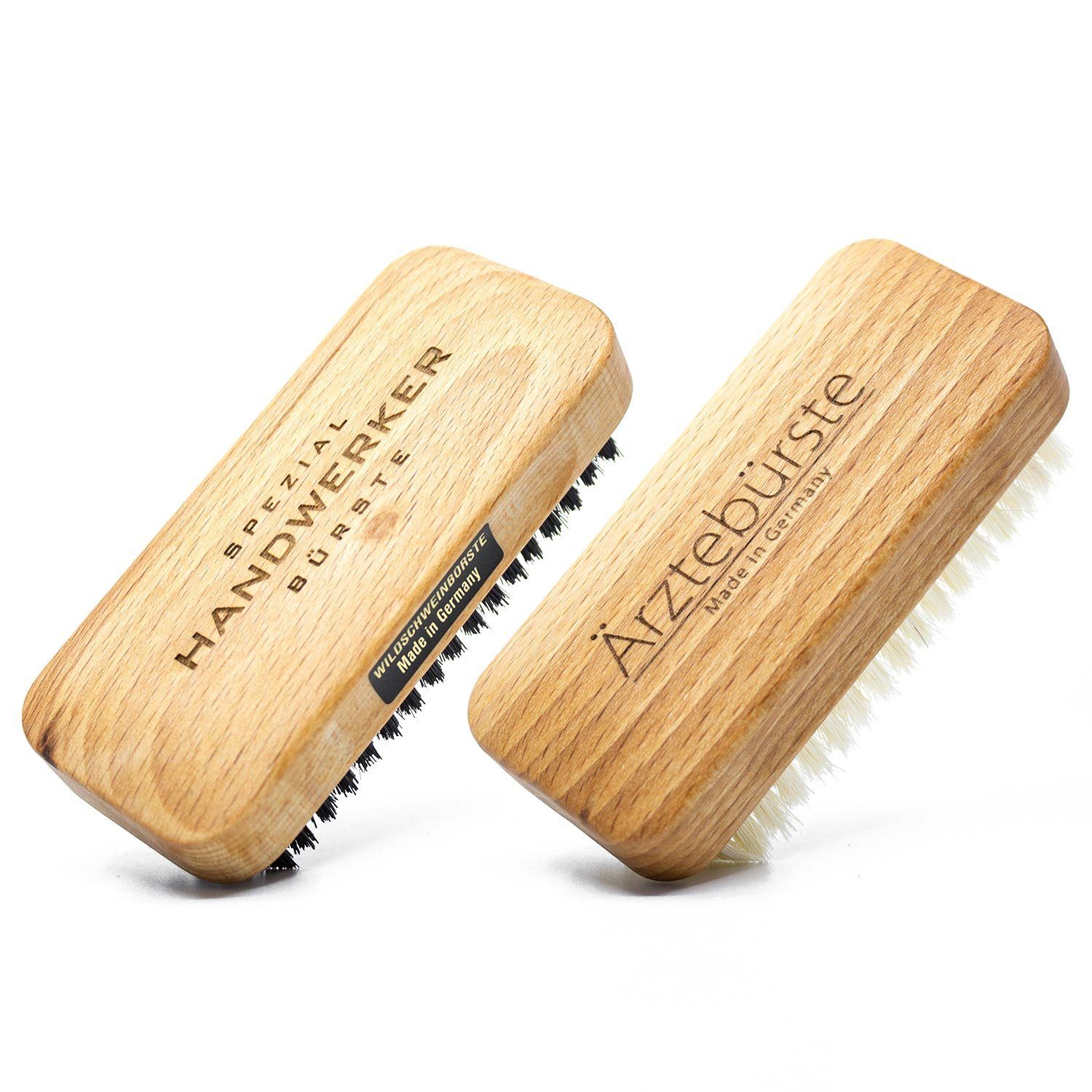 Landshop24 Nagelbürste Nagelbürsten-Set, Handwerkerbürste + Ärztebürste Wildschweinbürste, Spar-Set, 2-tlg., hochwertige nachhaltige Handbürste