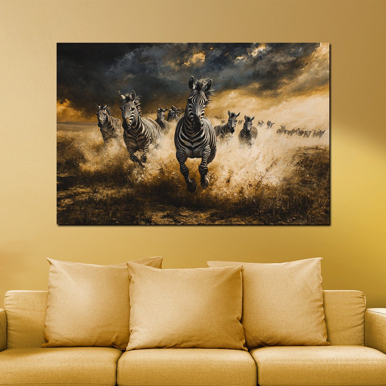 Artedinoi Leinwandbild Zebras in Dynamik Wandbild Leinwandbild Kunstdruck XL Wanddeko, Zebras, dynamisch