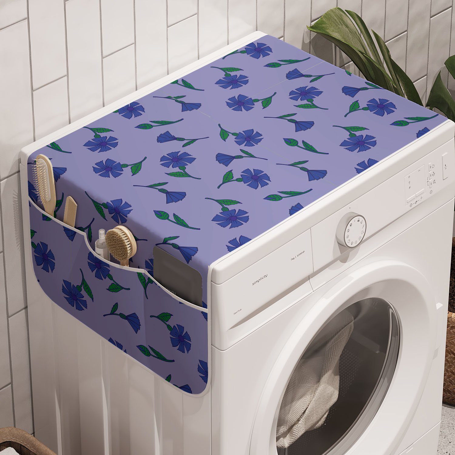 Trockner, Anti-Rutsch-Stoffabdeckung für und Cornflowers Waschmaschine Blumen Layout Badorganizer Abakuhaus