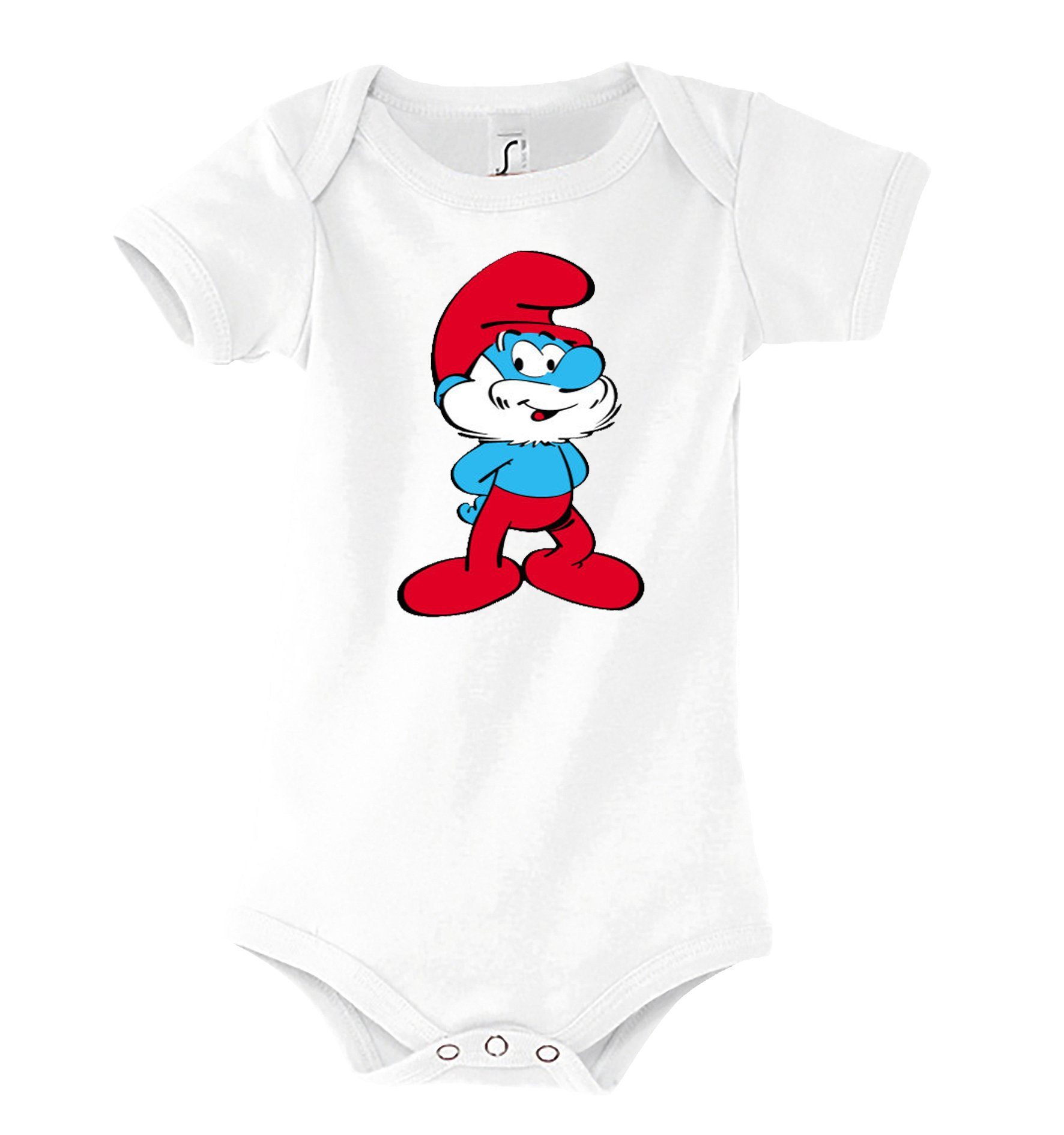 Baby Weiß Strampler Designz Schlumpf niedlichem Kurzarmbody Frontprint Papa Youth mit Body