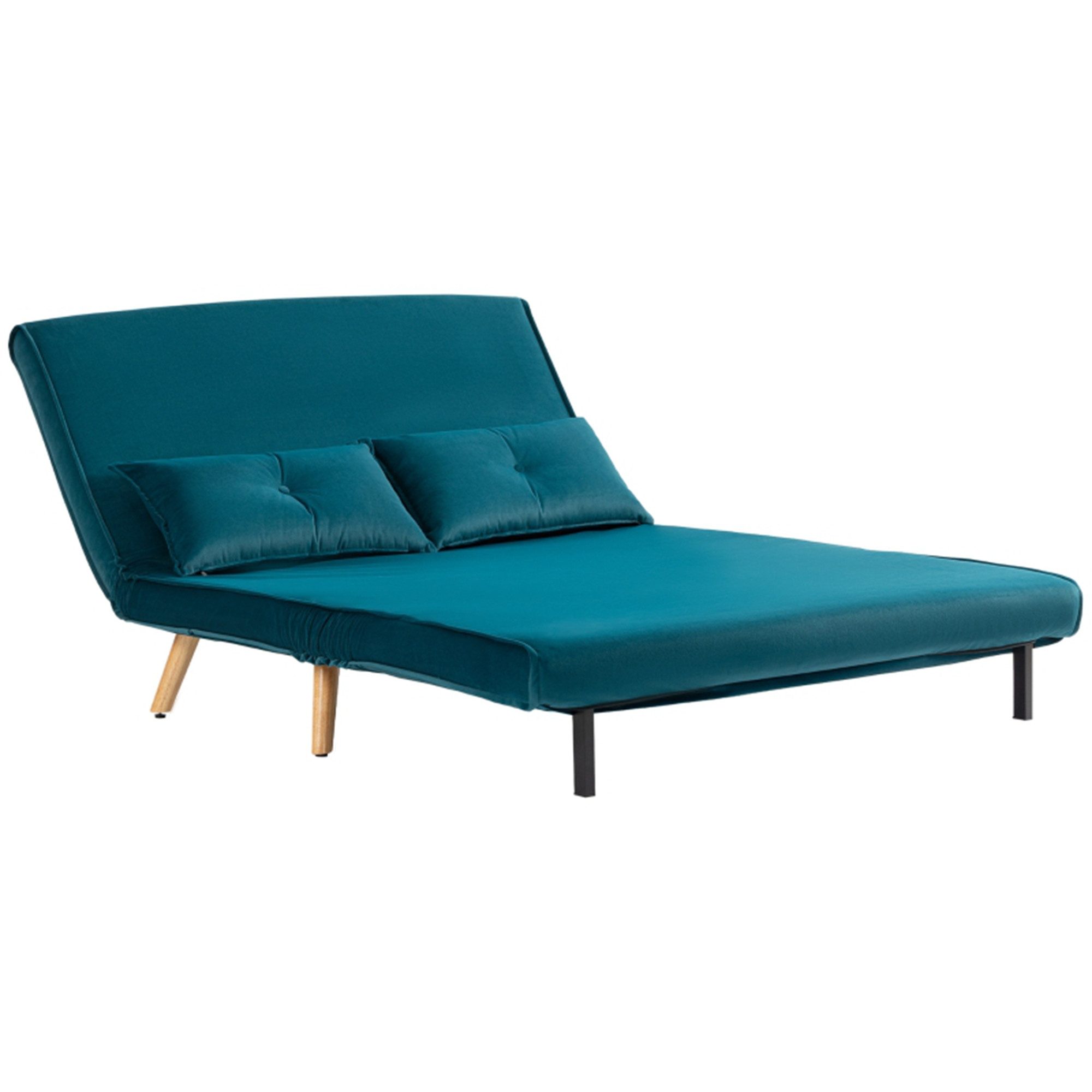 MC Star Schlafsofa 2-Sitzer, Bettsofa, in Bett umwandelbare Couch, verstellbare Rückenlehne, Stoffbezug, Metallrahmen, Dark Green