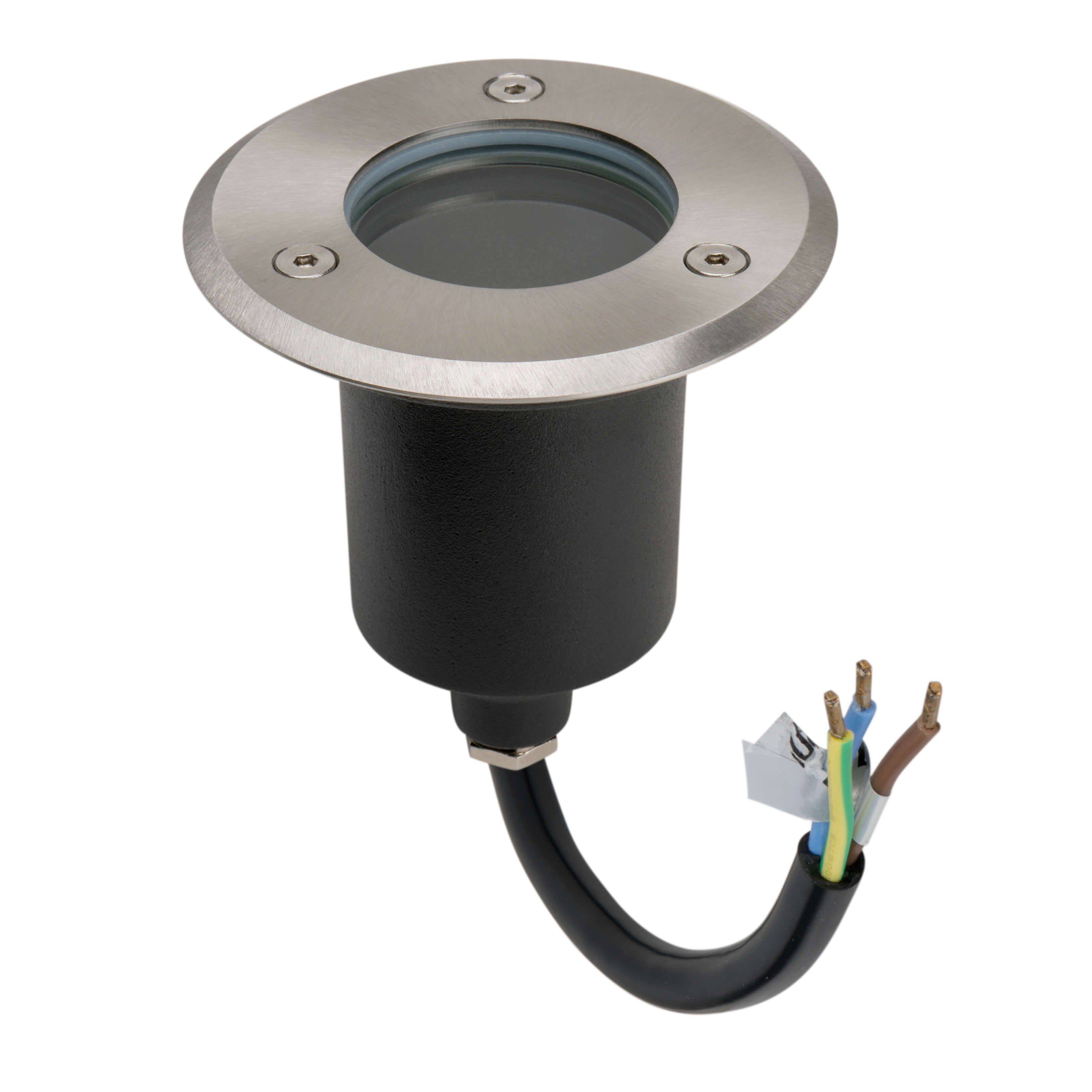 GTV LED Gartenleuchte LED Einbau Bodenleuchte Bodenspot Bodenstrahler Edelstahl Rund mit, Bodenleuchte Edelstahl 2000KG belastbar IP67 230 Volt mit GU10