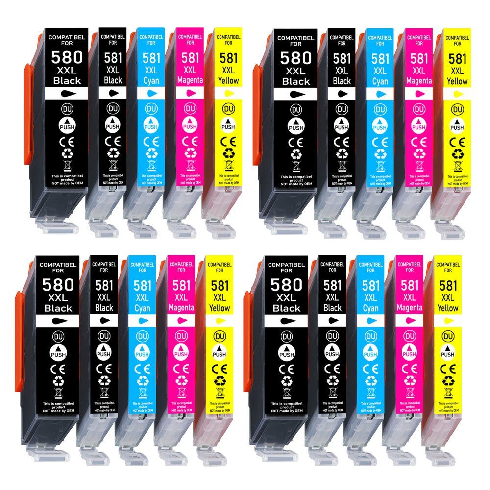 Druckerparadies 20er Multipack für Canon 580 581 XXL Druckerpatronen Set Tintenpatrone (20-tlg., TS6150 TS6151 TS6240 TS6241 TS6250 TS6251 TS6350 TS6351 TS705)