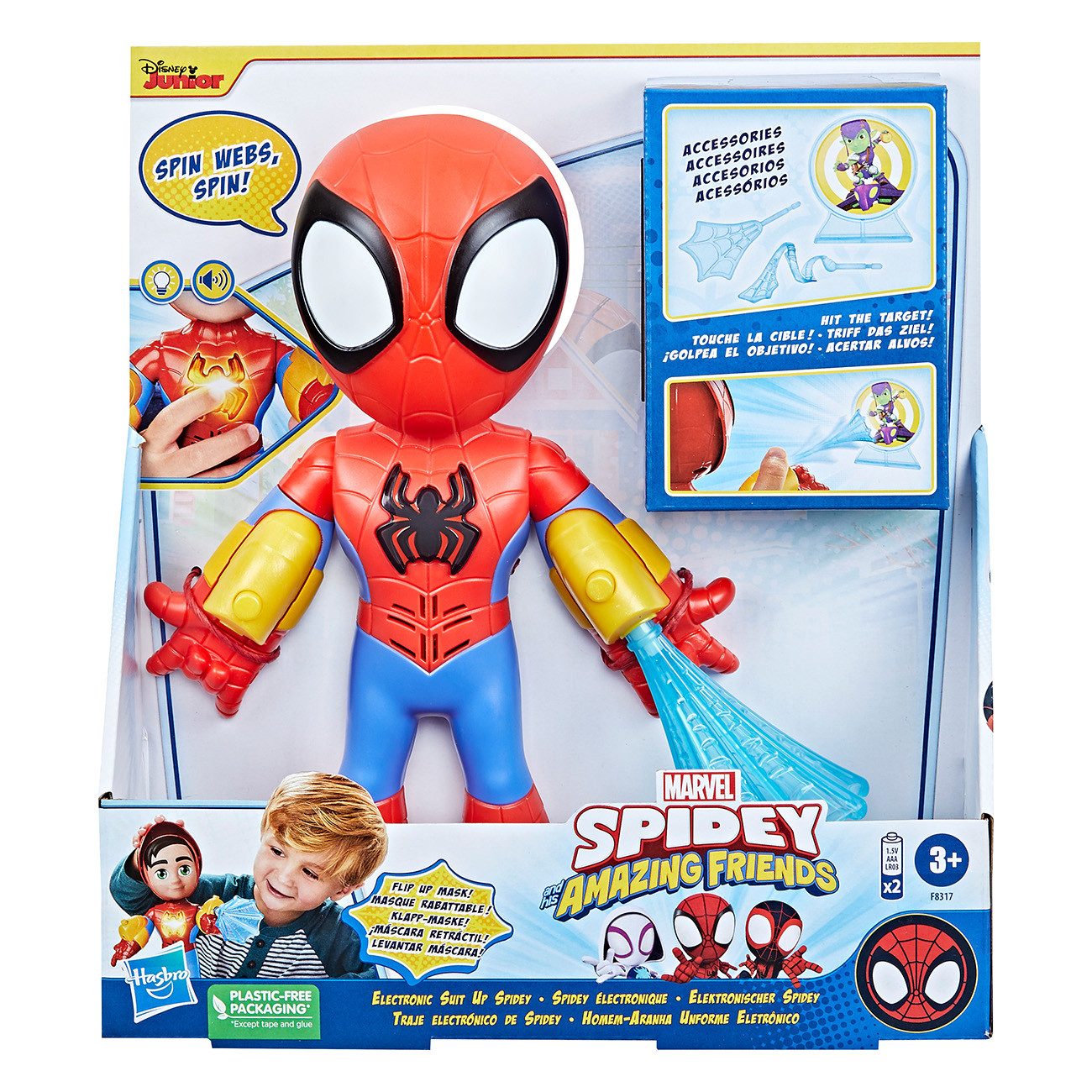 Hasbro Actionfigur Marvel Spidey and His Amazing Friends elektronischer Spidey, Spidey 25 cm groß, Elektronische, Accessoire mit Drehfunktion – Bild 5 von 5