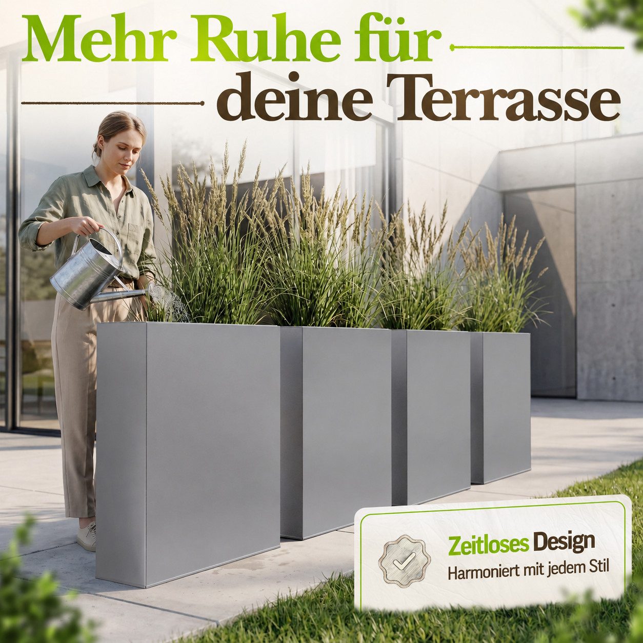 VIVANNO Pflanzkübel pulverbeschichtetes Stahlblech ELEMENTO Kasten - Grau Matt (1 St), 75x25x90 cm – Bild 4 von 5
