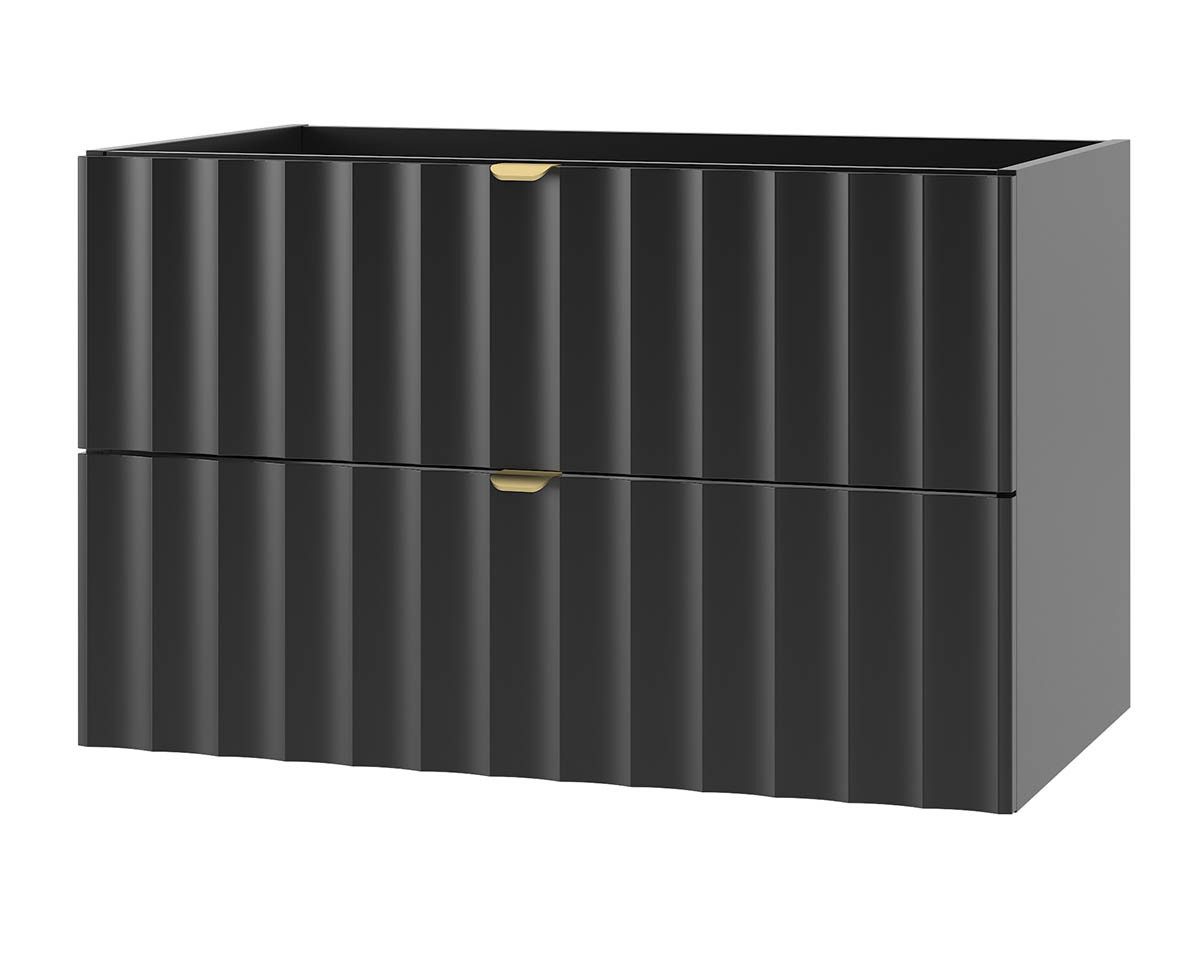 einfachgutemoebel Waschtisch-Set Waschtischunterschrank 80cm RAILIQUE, Matt-Schwarz, (Badmöbel Set, 1-St., Waschtisch Unterschrank)