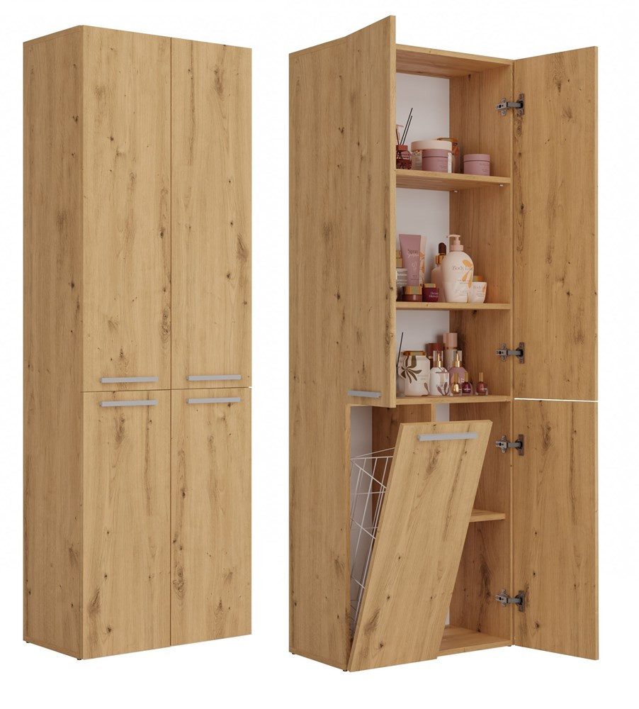 MAGOWA Badkommode Badezimmerschrank NEL Duo H174 cm x B60 cm x T30 cm, Platzsparendes Multitalent