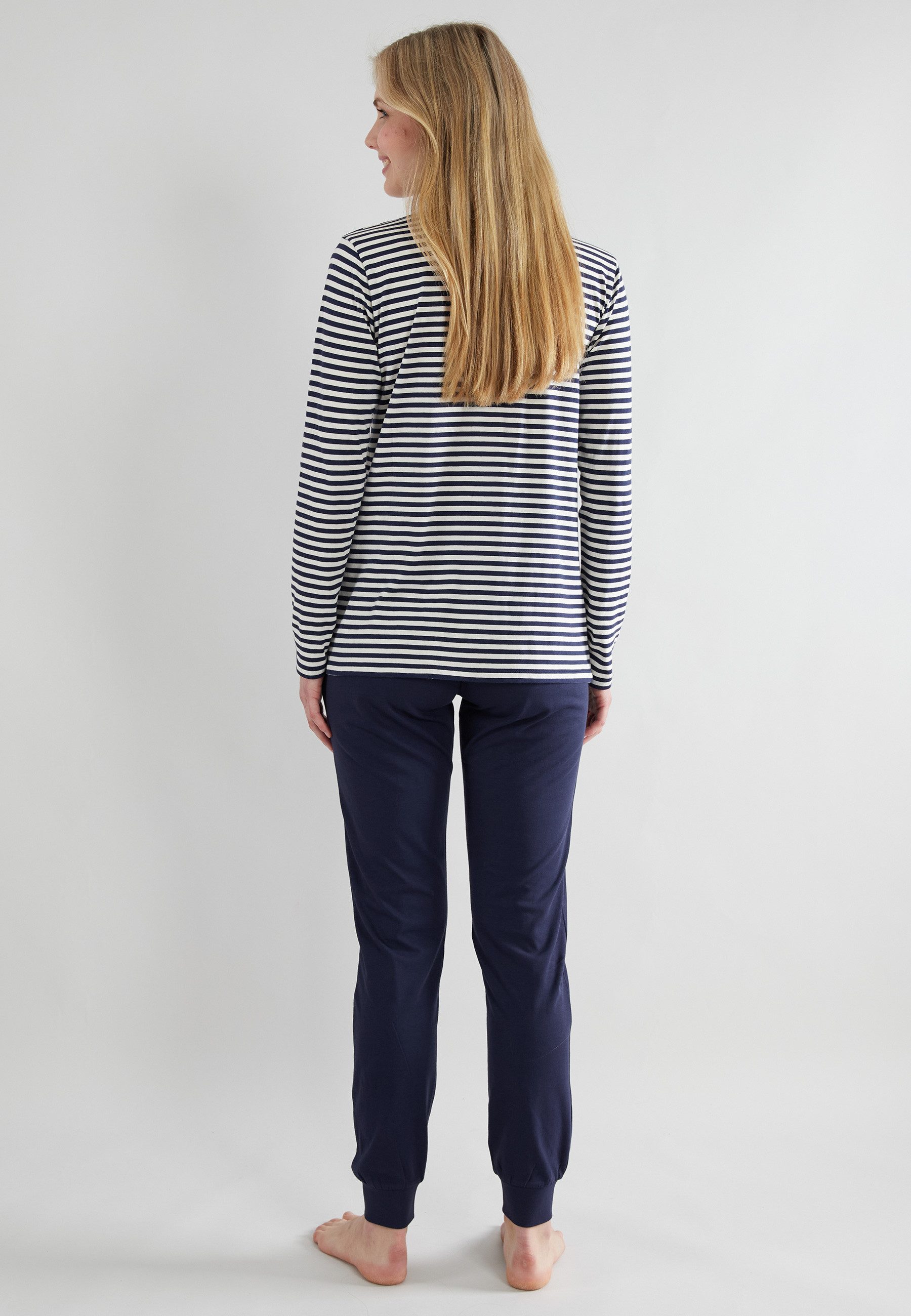 GÖTZBURG Pyjama GÖTZBURG Damen Pyjama blau quergestreift (1 tlg)