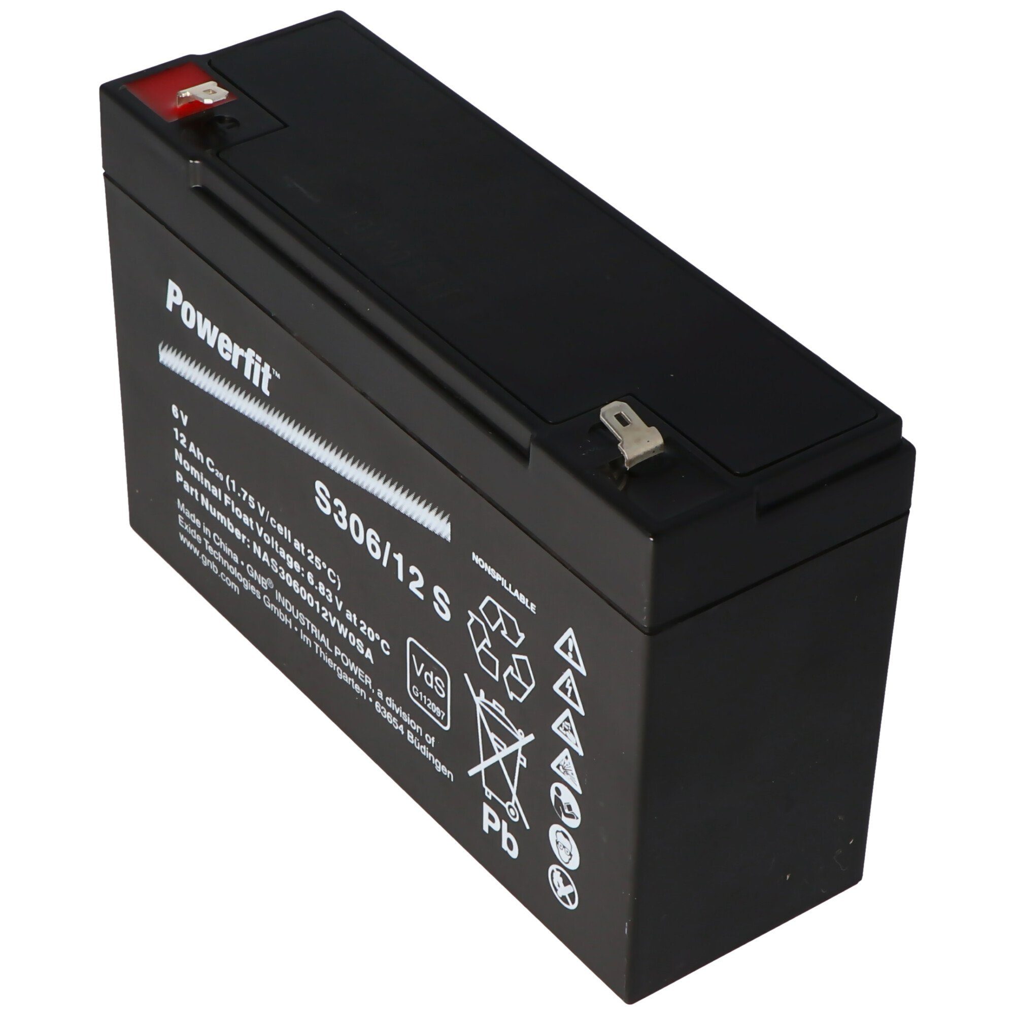 Exide Exide Powerfit S306/12 S Blei Akku mit Faston 4,8 mm 6V, 12000mAh Akku 12000 mAh (6,0 V)