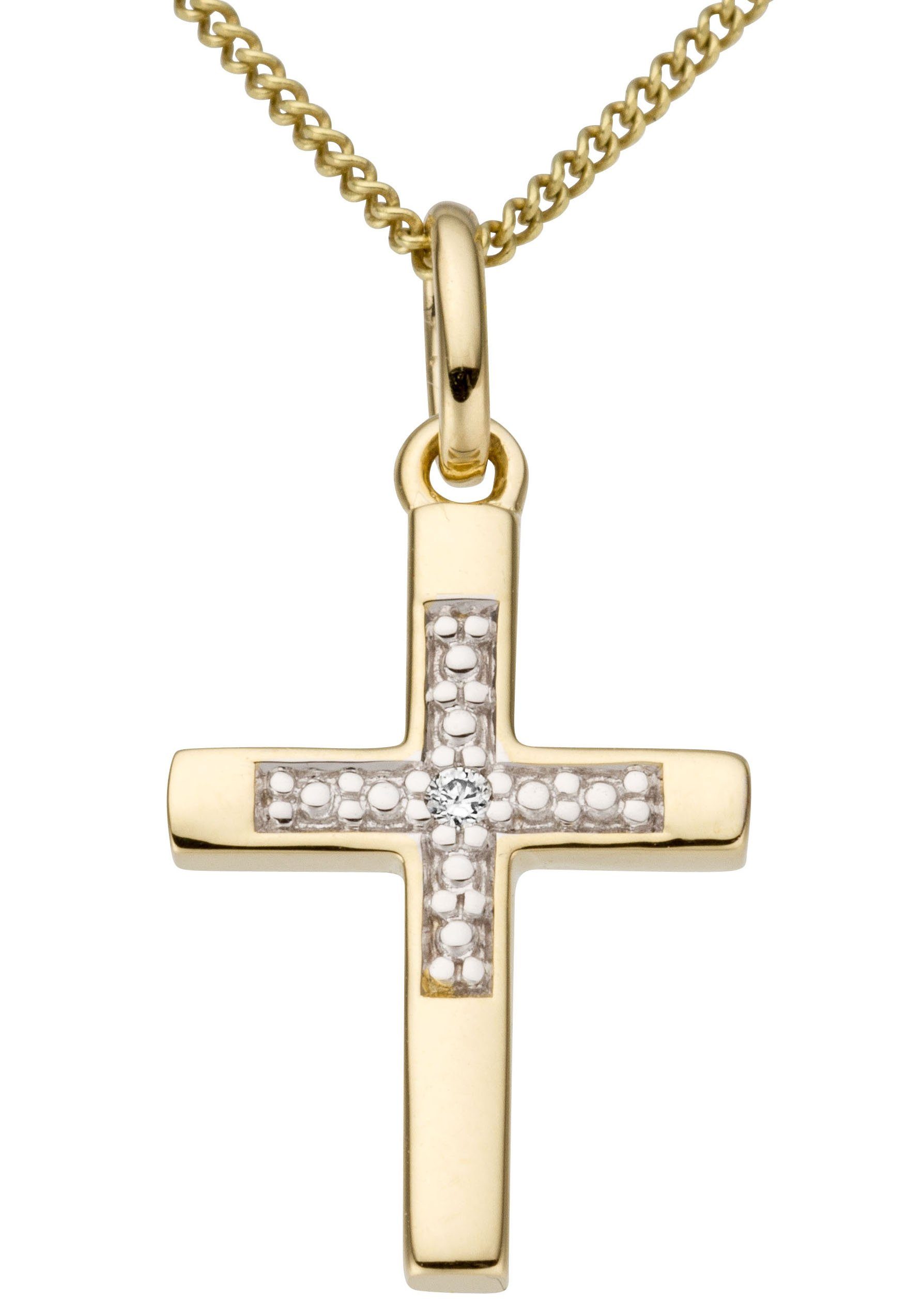 Firetti Kettenanhänger Schmuck Geschenk Gold 333 Halsschmuck Anhänger für Halskette Kreuz, mit Brillant