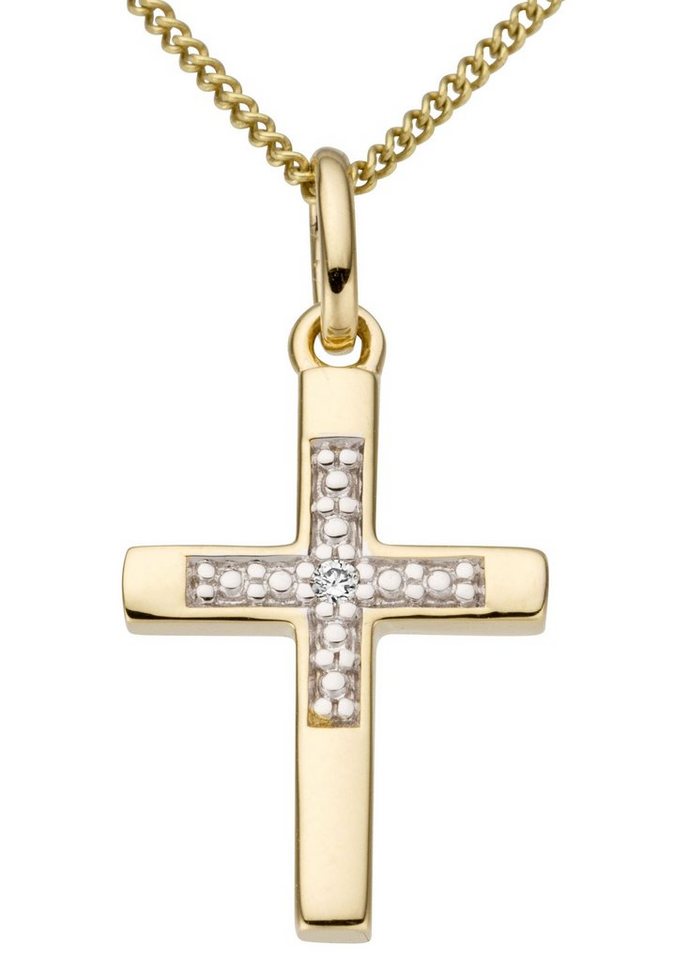 Firetti Kettenanhänger Schmuck Geschenk Gold 333 Halsschmuck Anhänger für Halskette  Kreuz, zu Kleid, Shirt, Jeans, Sneaker! Anlass Geburtstag Weihnachten,  Eleganter Kreuzanhänger als symbolträchtiges Schmuckstück