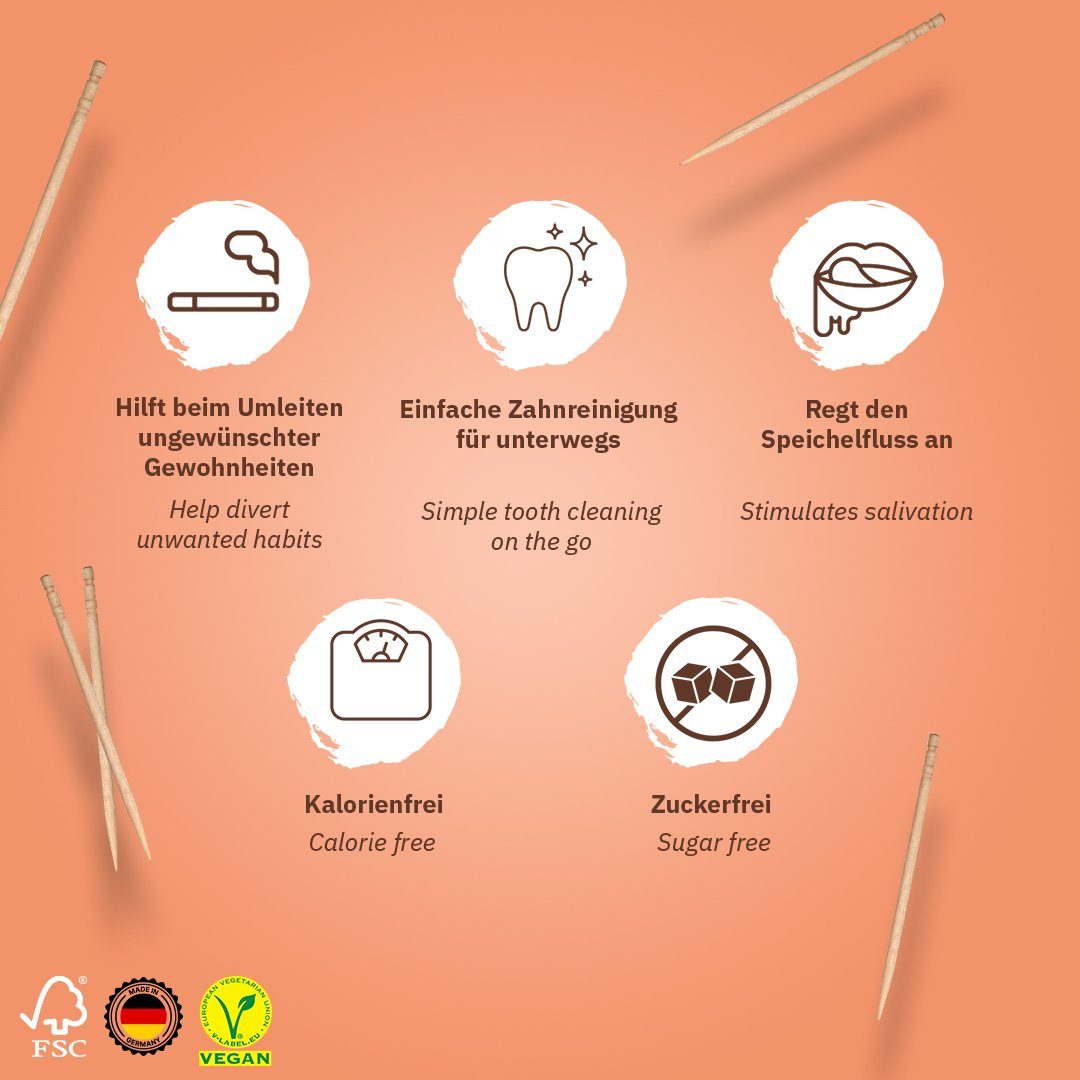 Wunder Zahnstocher Mundpflegecenter Wunder Zahnstocher - 100er Set Pfirsich/Ice Einzeln Verpackt