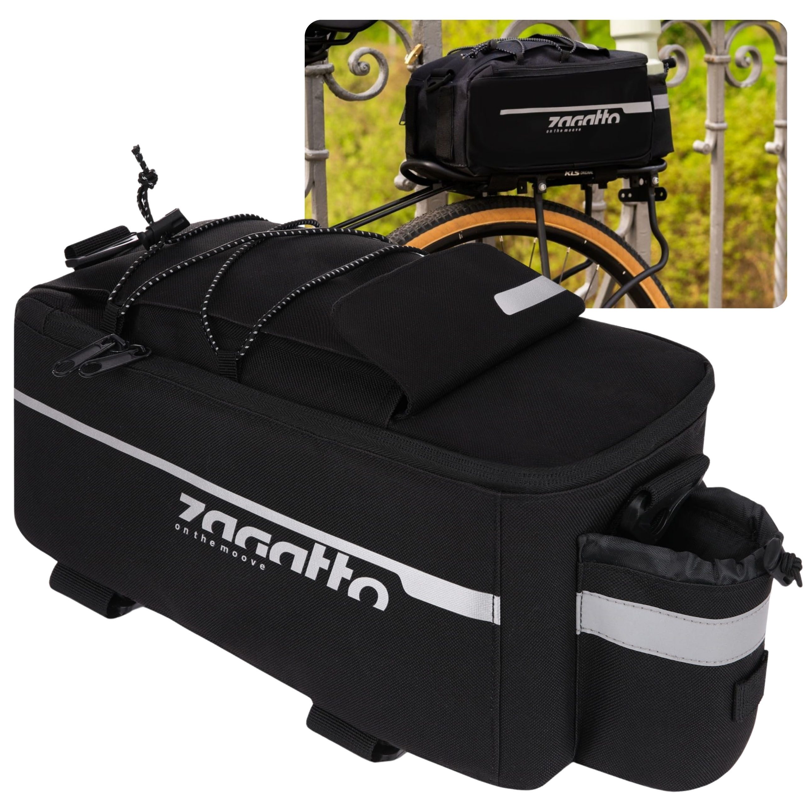 Fahrradkoffer Zagatto Schwarzer Fahrradkoffer für Gepäckträger 13x17x35cm