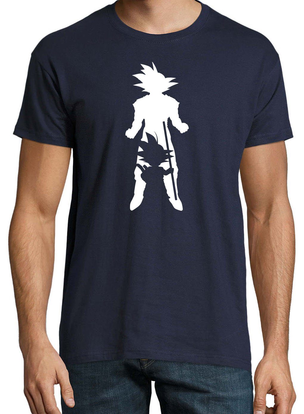 Navyblau trendigem Frontprint mit Youth T-Shirt Goku Shirt Designz Herren Super