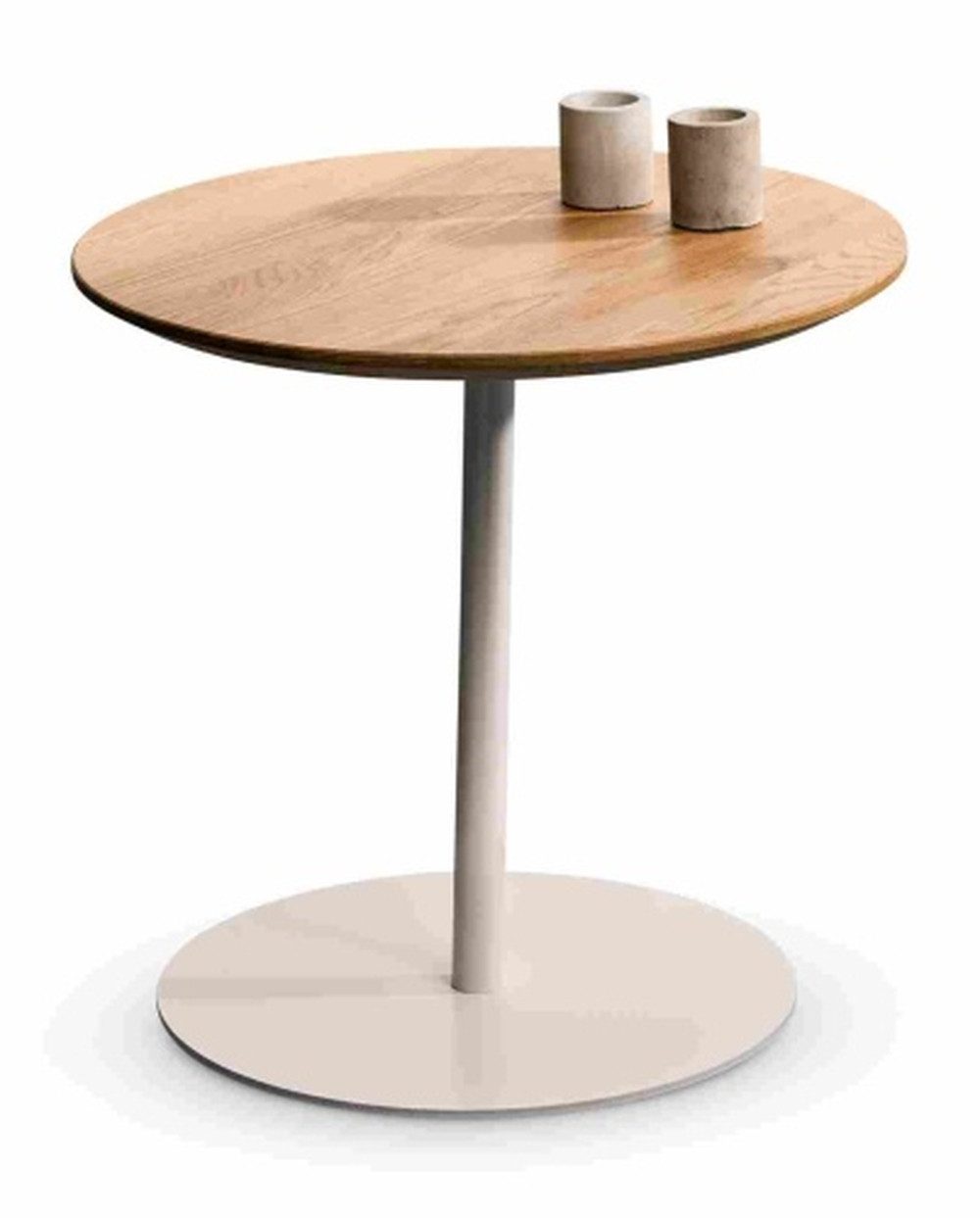 M2 Kollektion Beistelltisch in creme + Wildeiche, Metall + Massivholz - 49x50cm (HxD)