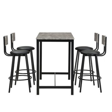 Fangqi Säulen-Esstisch Esszimmer-Set Quadratischer Esstisch 1 Tisch 4 Stühle Metallbeine (set, 5-teiliges Set, 4 Stühle, 1 quadratischer Tisch)
