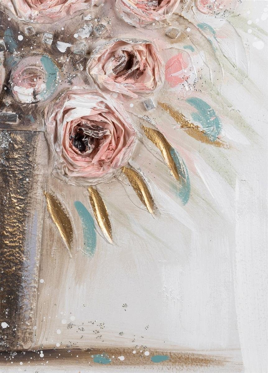 Wanddekoobjekt dekojohnson 80x80cm Blumen Blumenporträt Vase Leinwandbild in