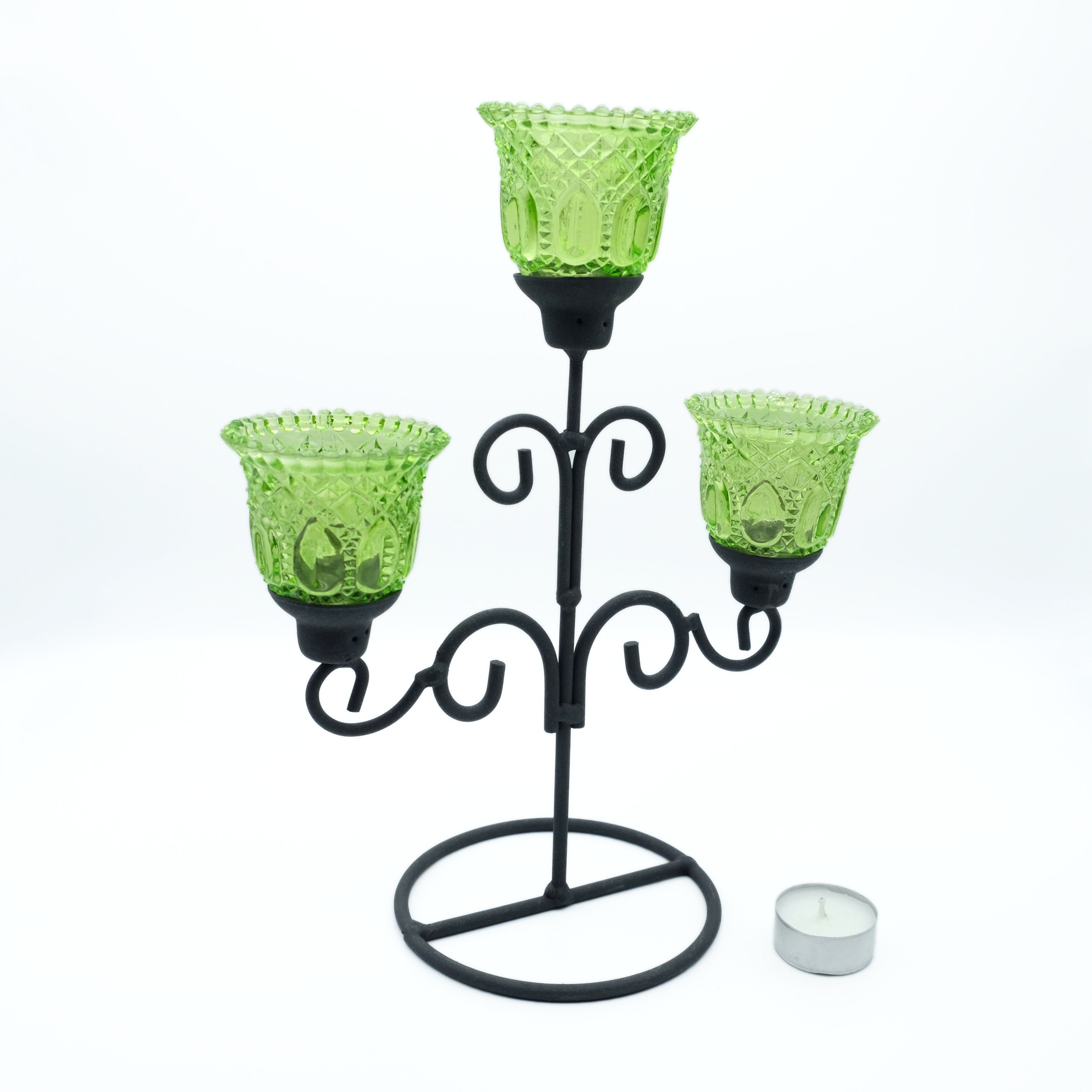 Kerzenständer, Glas, Kerzenständer Teelichthalter grün Kerzenhalter, standfest DeColibri