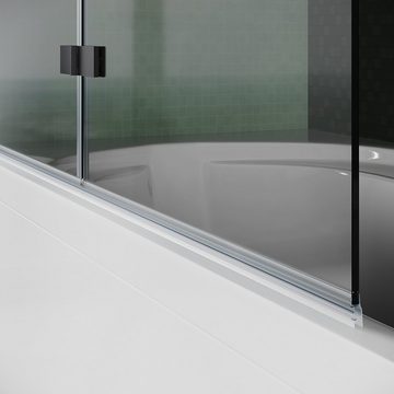 SONNI Badewannenaufsatz NANO Glas, 120x140cm, mit Seitenwand, Faltbar, Schwarz, Einscheibensicherheitsglas mit Nano Beschichtung, für Badezimmer, faltbar
