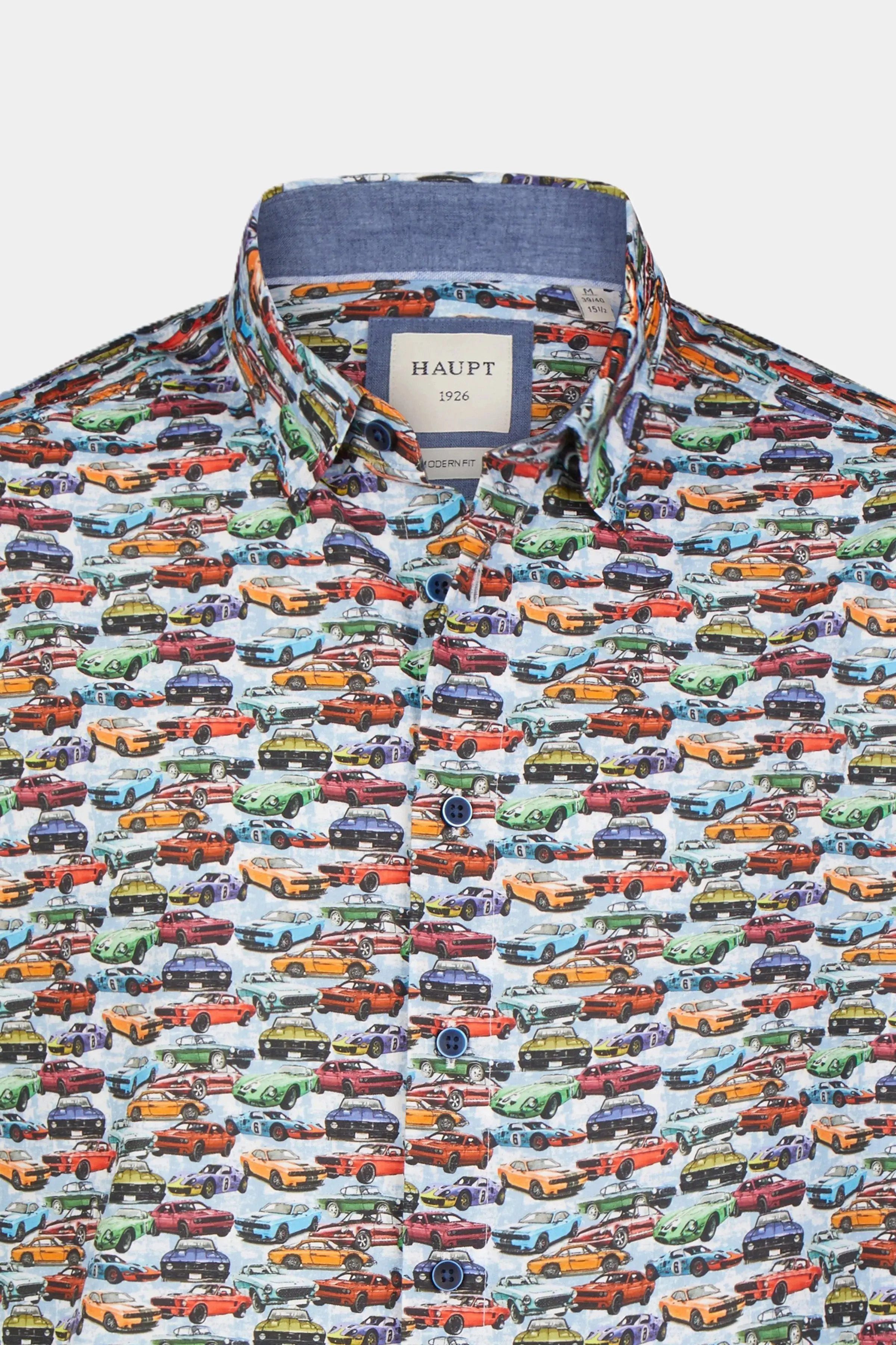 Haupt Kurzarmhemd Haupt Modern Fit Popelin Kurzarm Herrenhemd Allover-Automuster light
