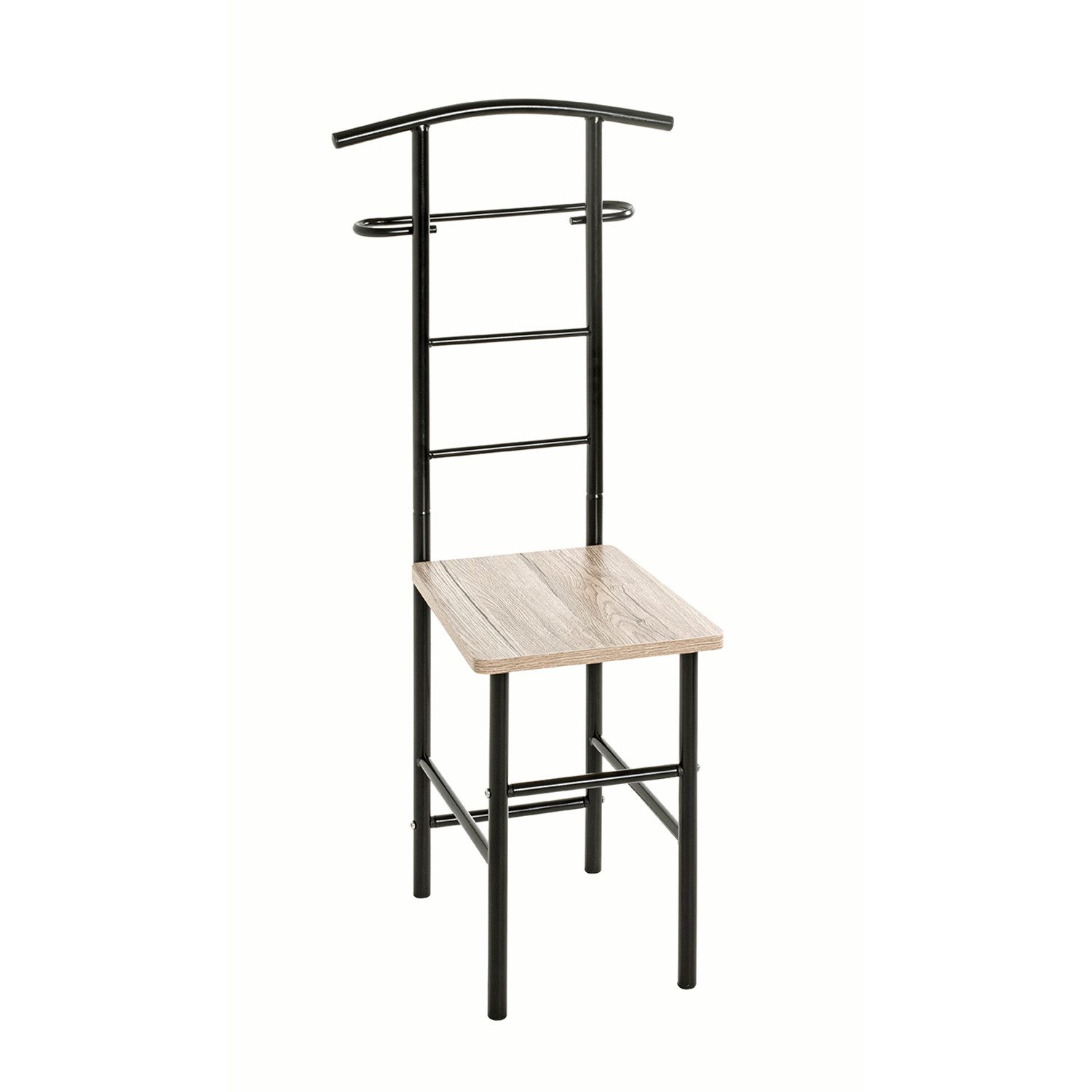HAKU Herrendiener Herrendiener eiche, schwarz-Kleiderständer, Metall-B 46xH 109xT46 cm, (1xHerrendiener, Stummer Diener - Herrenständer), Herrendiener aus Metall, Anziehstuhl, Stiller Diener, Stummer Diener