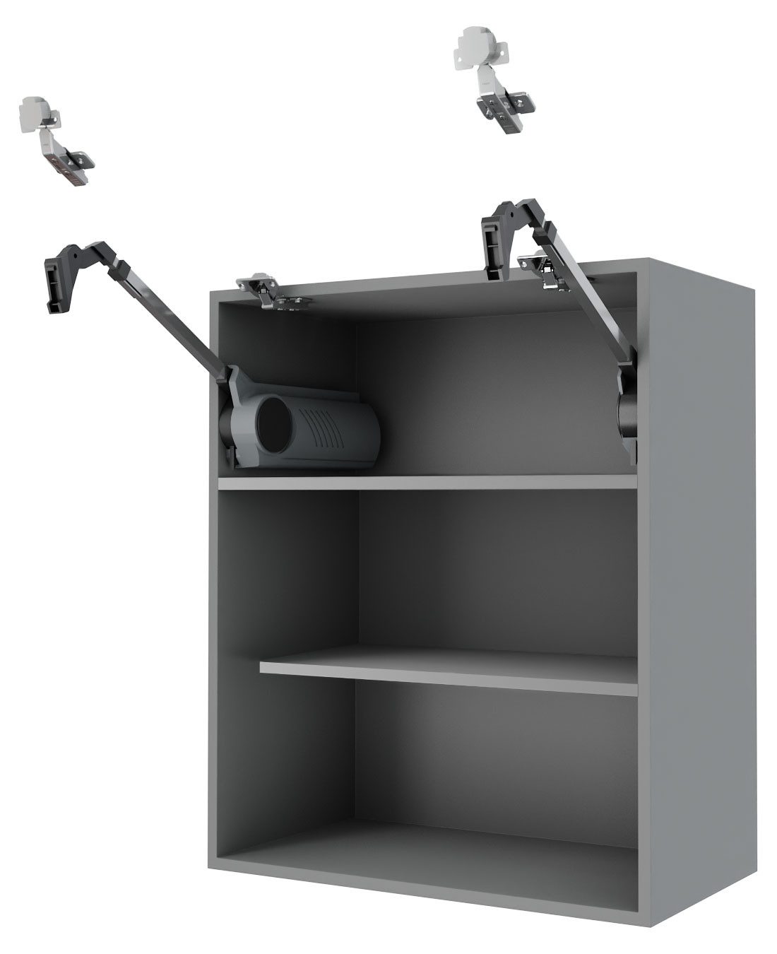 Feldmann-Wohnen Faltlifthängeschrank Bari (W8B/90-AV, 2-geteilte Hochfaltklappe, 2 Einlegeböden, 1-St., moderne Kassettenoptik, lackierte Fronten) 90x32,5x72cm Eiche Artisan / RAL 5024 pastellblau