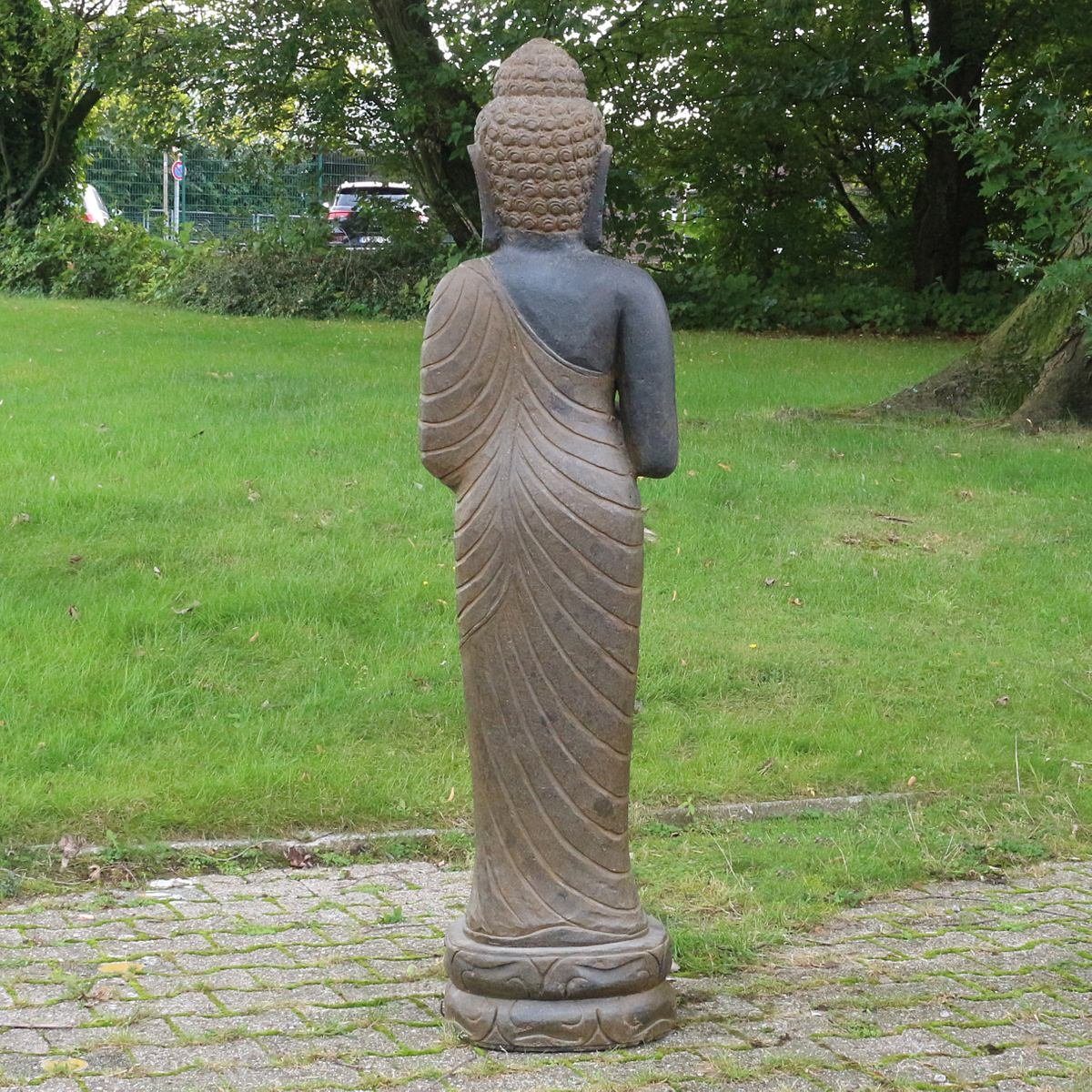 Ursprungsland Buddha traditionelle Dekofigur im Greenstone Handarbeit stehend Oriental St), Steinfigur (1 118 Herstellung Galerie in Antik cm Figur Chakra