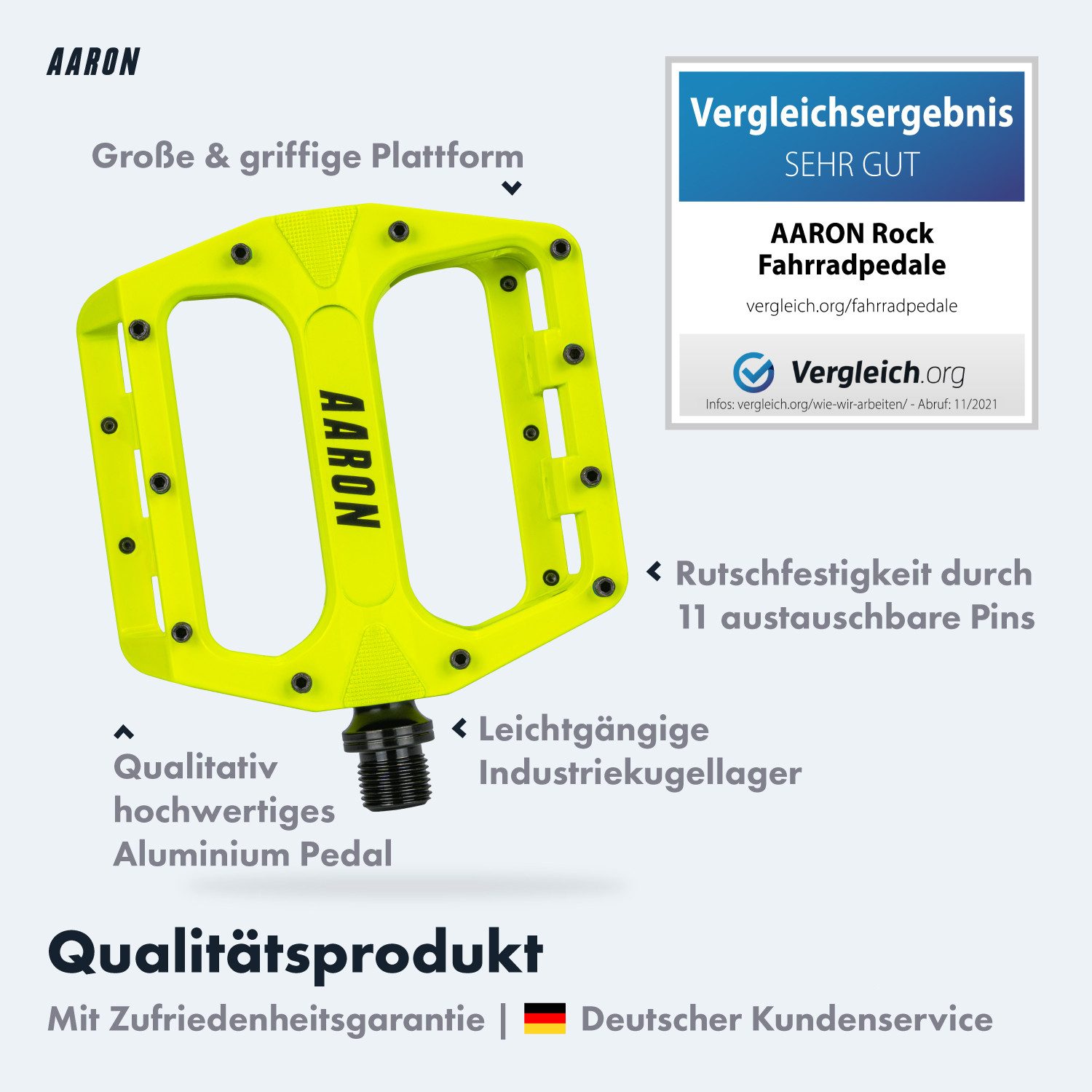 AARON Fahrradpedale Rock MTB Pedale Aluminium - Industriekugellager & austauschbare Pins