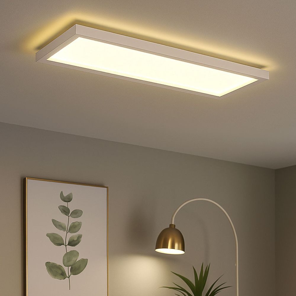 Briloner Leuchten LED Deckenleuchte, LED-Leuchtmittel fest verbaut, Warmweiß, Deckenpanel Deckenleuchte LED weiß opal Backlight Wohnzimmerleuchte