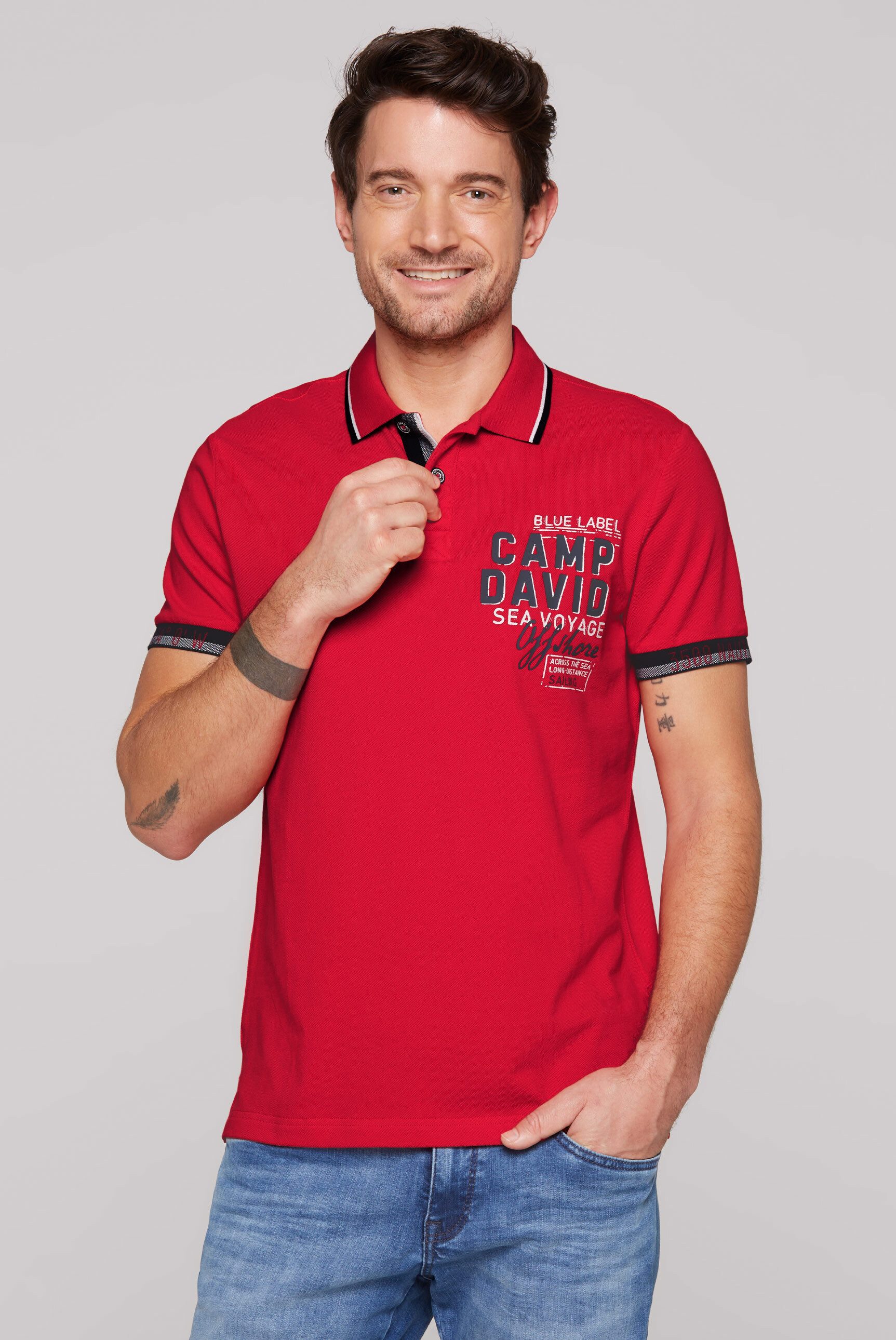 CAMP DAVID Poloshirt mit Seitenschlitze günstig online kaufen