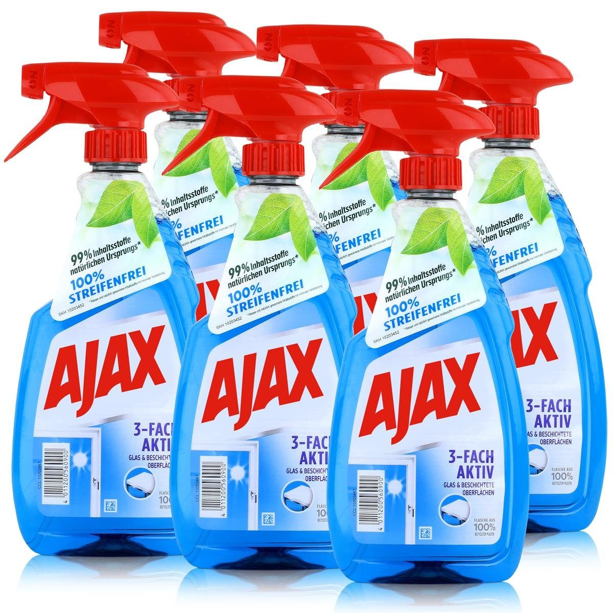 Ajax Glasreiniger 500ml - Für Glas & Beschichtete Oberflächen (6er Pac Glasreiniger