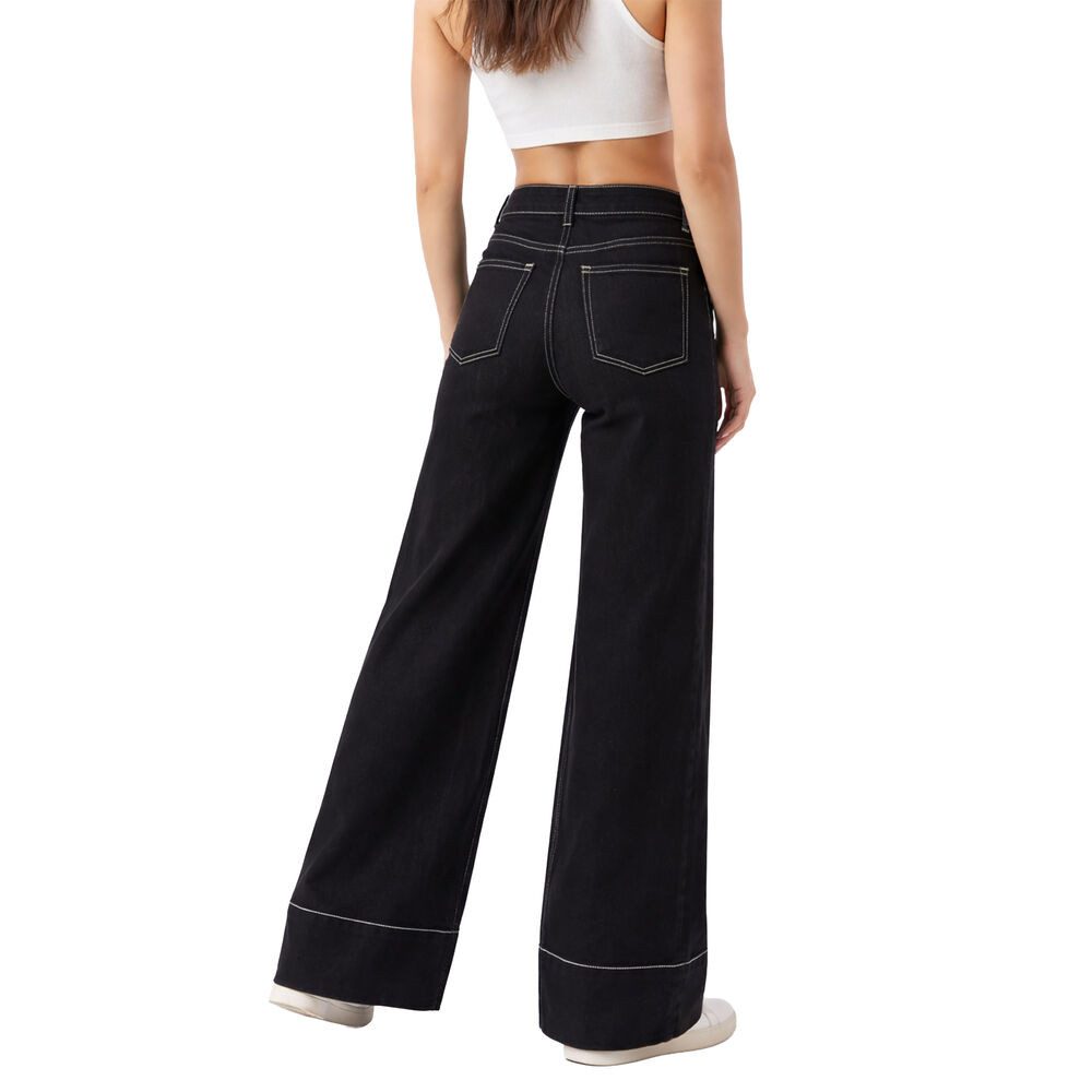 Ital-Design Weite Jeans Damen Freizeit (91279949) Stretch High Waist Jeans in Schwarz – Bild 3 von 4