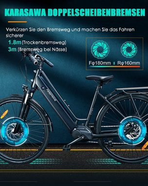 Docrooup E-Bike 28Zoll E-Citybike,700C e bike,36V 13AH Li-lon akku,für 165-195cm, 8 Gang shimano, Kettenschaltung, Bafang 250W Mittelmotor, 468 Wh akku, Nabendynamo, (SHIMANO 8 Gang,SHIMANO 8 Gang,BMS,Elektrofahrrad für damen herren), Retro-Gepäckträger,Optionaler Fahrradkorb