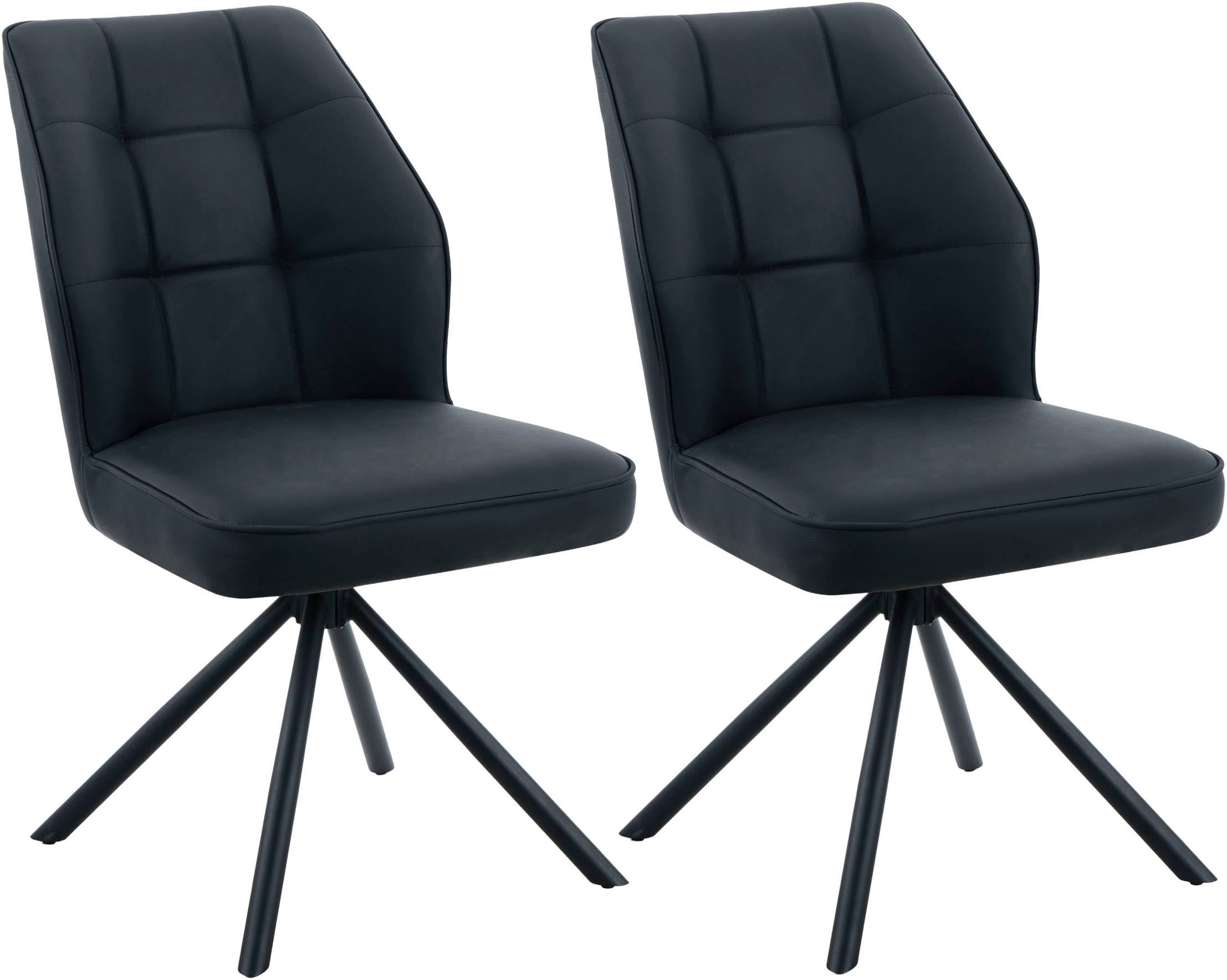 HELA 4-Fußstuhl BRAGA (Set, 2 St), XL Sitzbreite, 360° drehbar mit Auto-Return, Echtleder