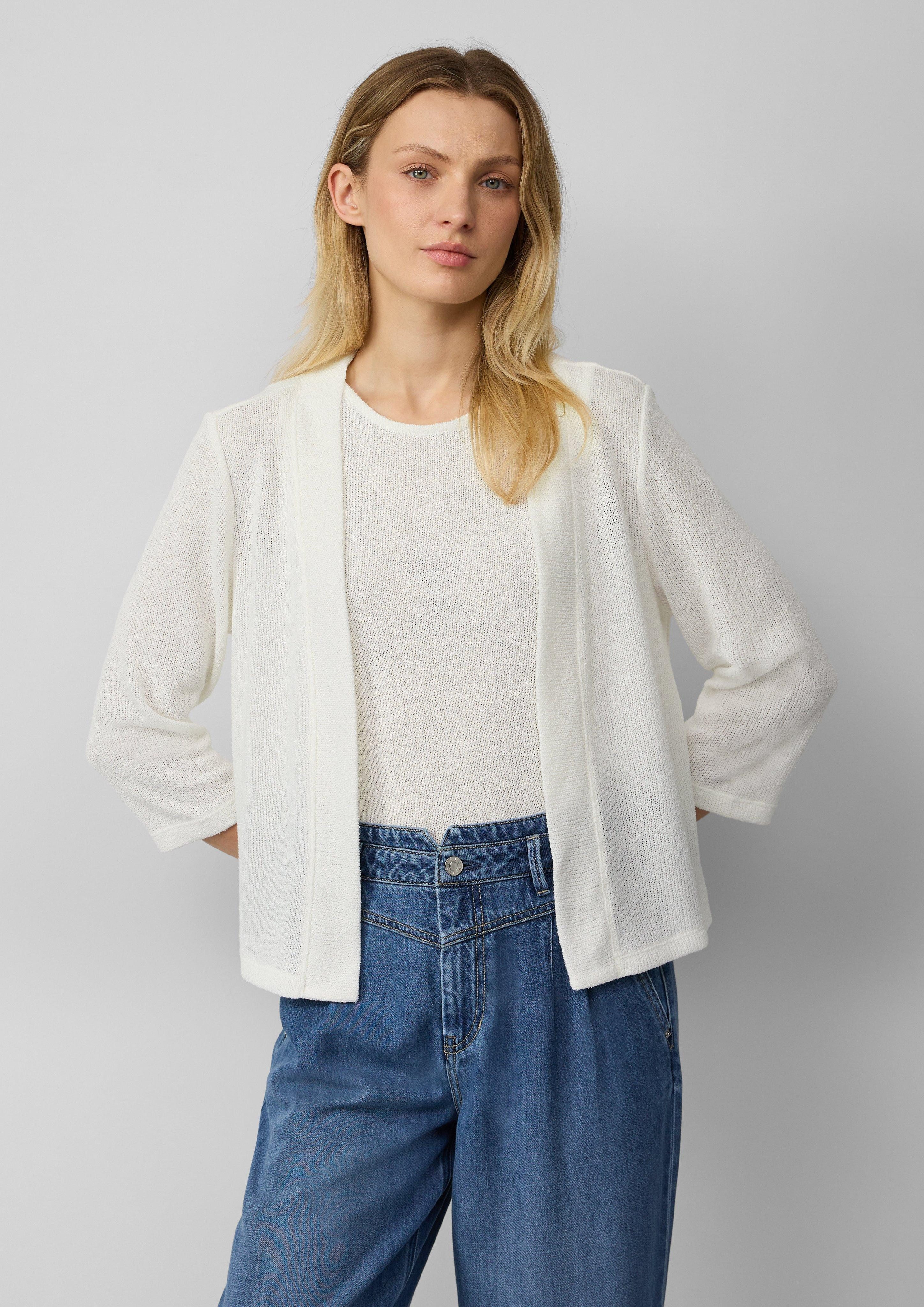 s.Oliver Funktionsjacke Cardigan aus Bouclégarn mit 3/4-Ärmeln