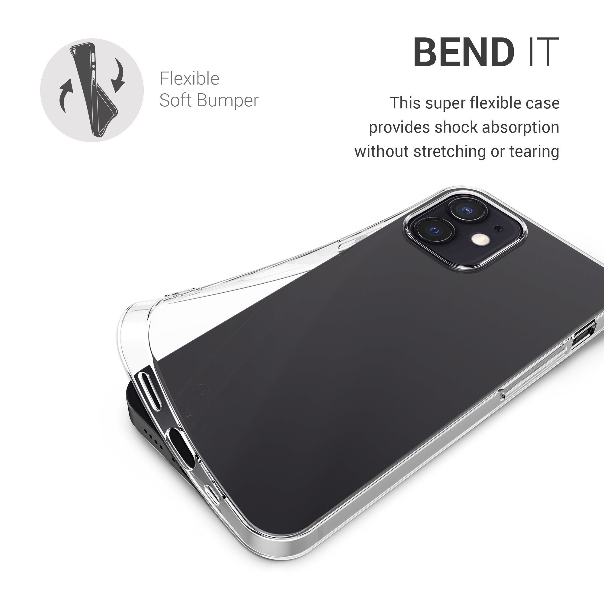 kwmobile Handyhülle Hülle für Apple iPhone 12 mini, Silikon Handyhülle transparent - Handy Case gummiert