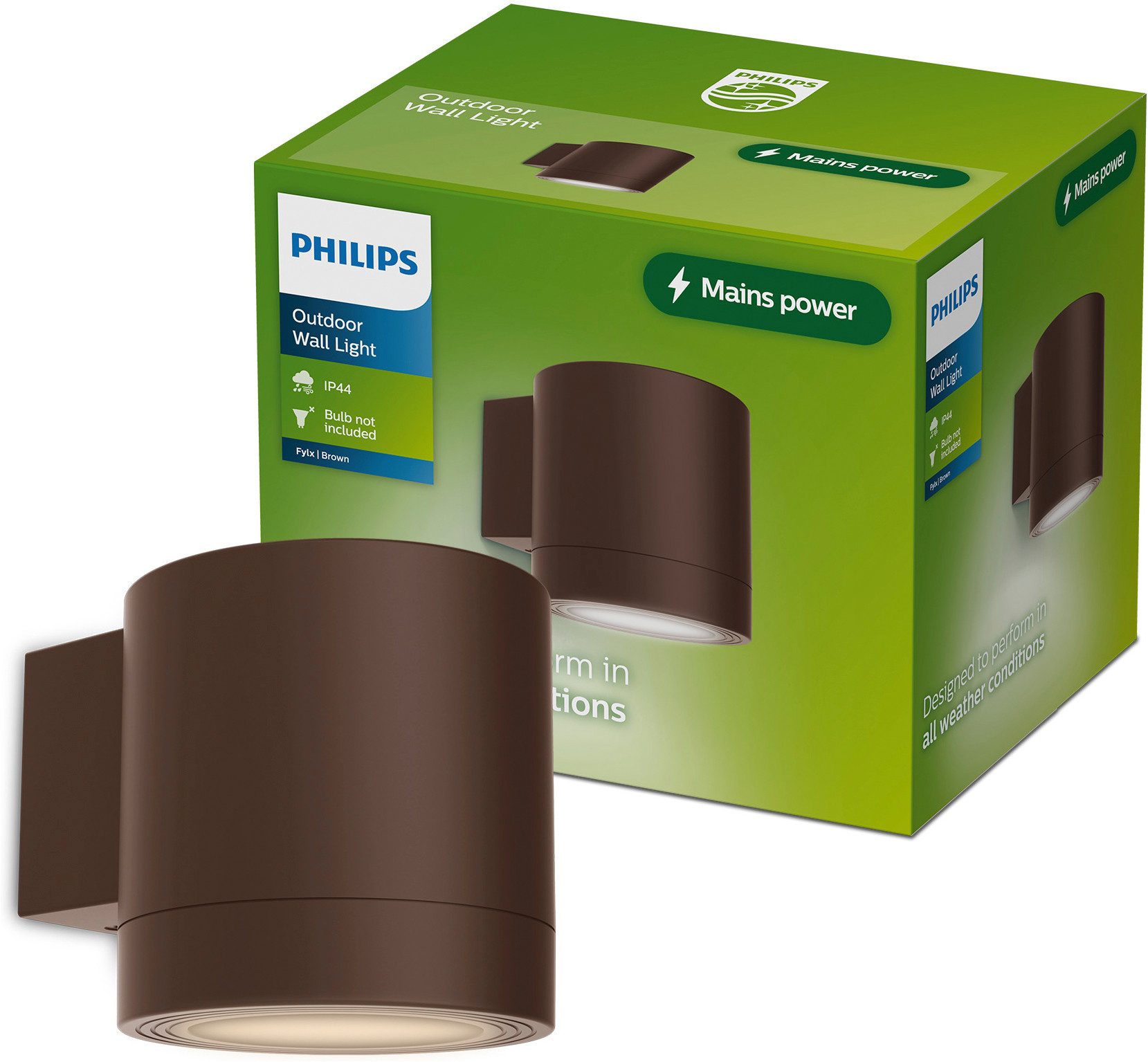 Philips LED Außen-Wandleuchte Outdoor Fylx, ohne Leuchtmittel, ohne GU10-Leuchtmittel, IP44