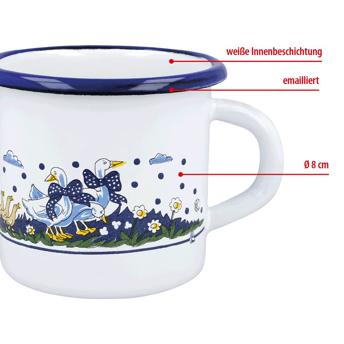 EUROHOME Becher Kaffeetasse 600 ml - Stilvolle Emaille Teetasse - Kaffee Becher, 1-tlg., Email, Vielseitiger Glühweinbecher für Kaffee und Tee