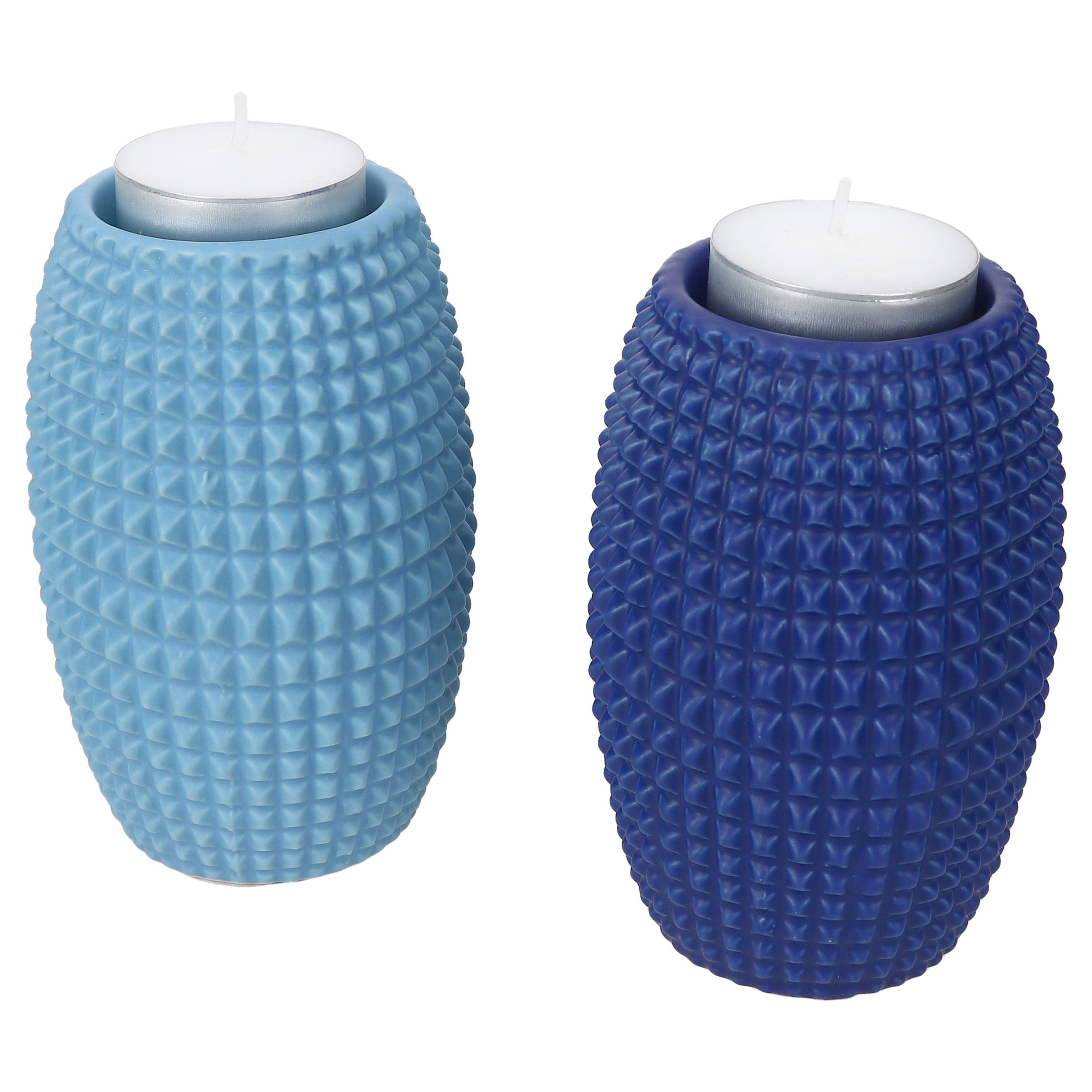 MamboCat Teelichthalter MamboCat 2tlg Set Charlston Teelichthalter Steingut blau Kerzenhalter