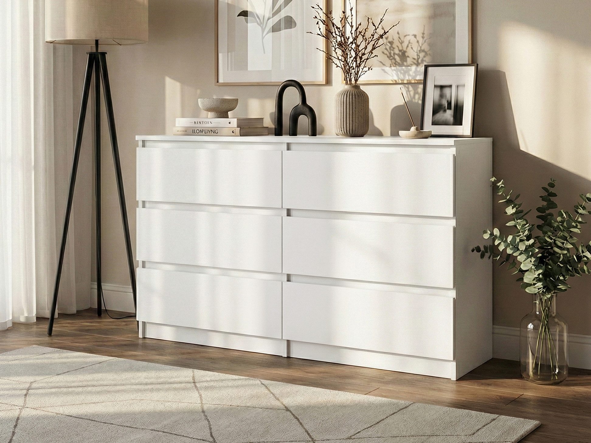 Beautysofa Kommode LEMON mit 6 Schubladen (Moderne Schubladenkommode, mit Kugelführungen), Breite: 120 cm oder 140 cm