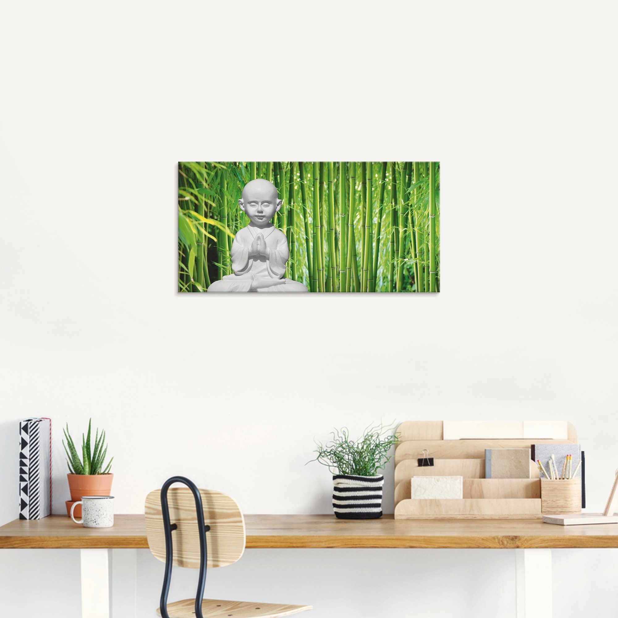 Artland Glasbild Buddha mit Bambus, in Religion (1 verschiedenen Größen St)