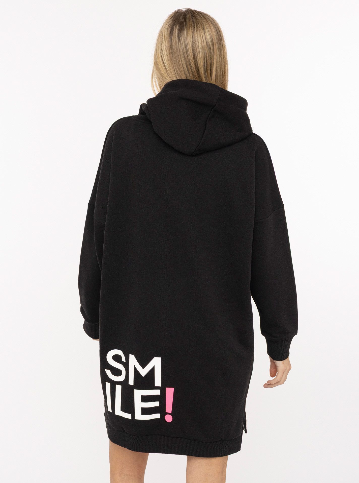 Zwillingsherz Sweatkleid "Alissa" Kapuze, Kängurutasche, Neon-Details, Prin günstig online kaufen