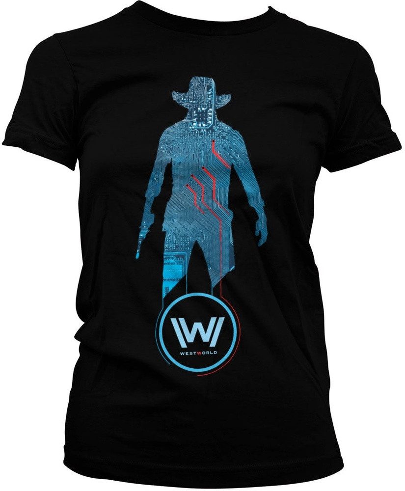 Westworld T-Shirt Blue Circuit Cowboy Girly Tee