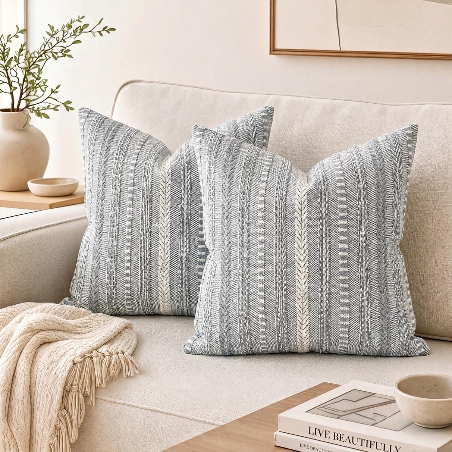 LuxusKollektion Kissenbezüge Kissenbezug Grau Boho Vintage 45x45cm 2er Set, (2 Stück)