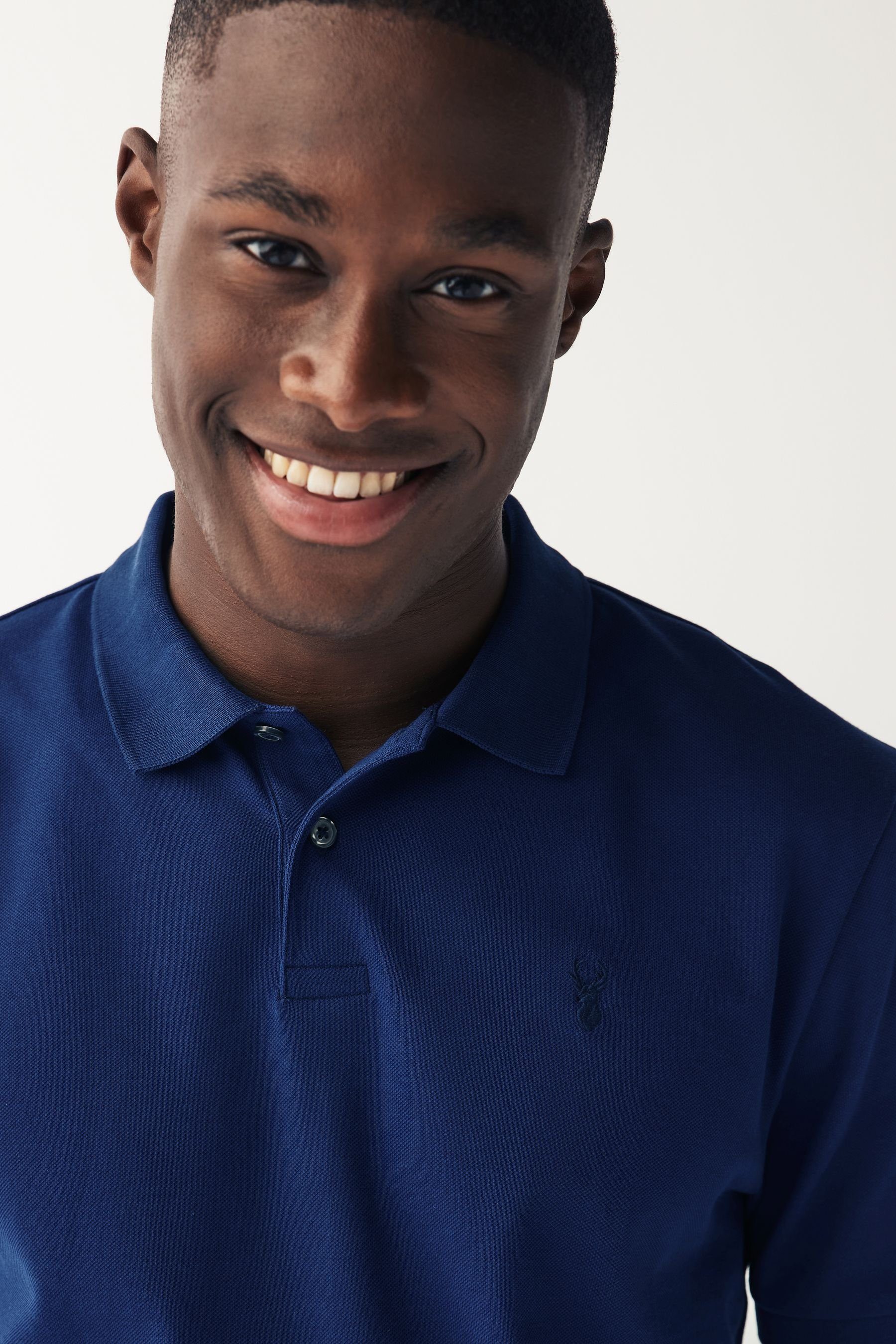 Next Poloshirt Piqué-Poloshirt Rich Blue (1-tlg) Slim-Fit –