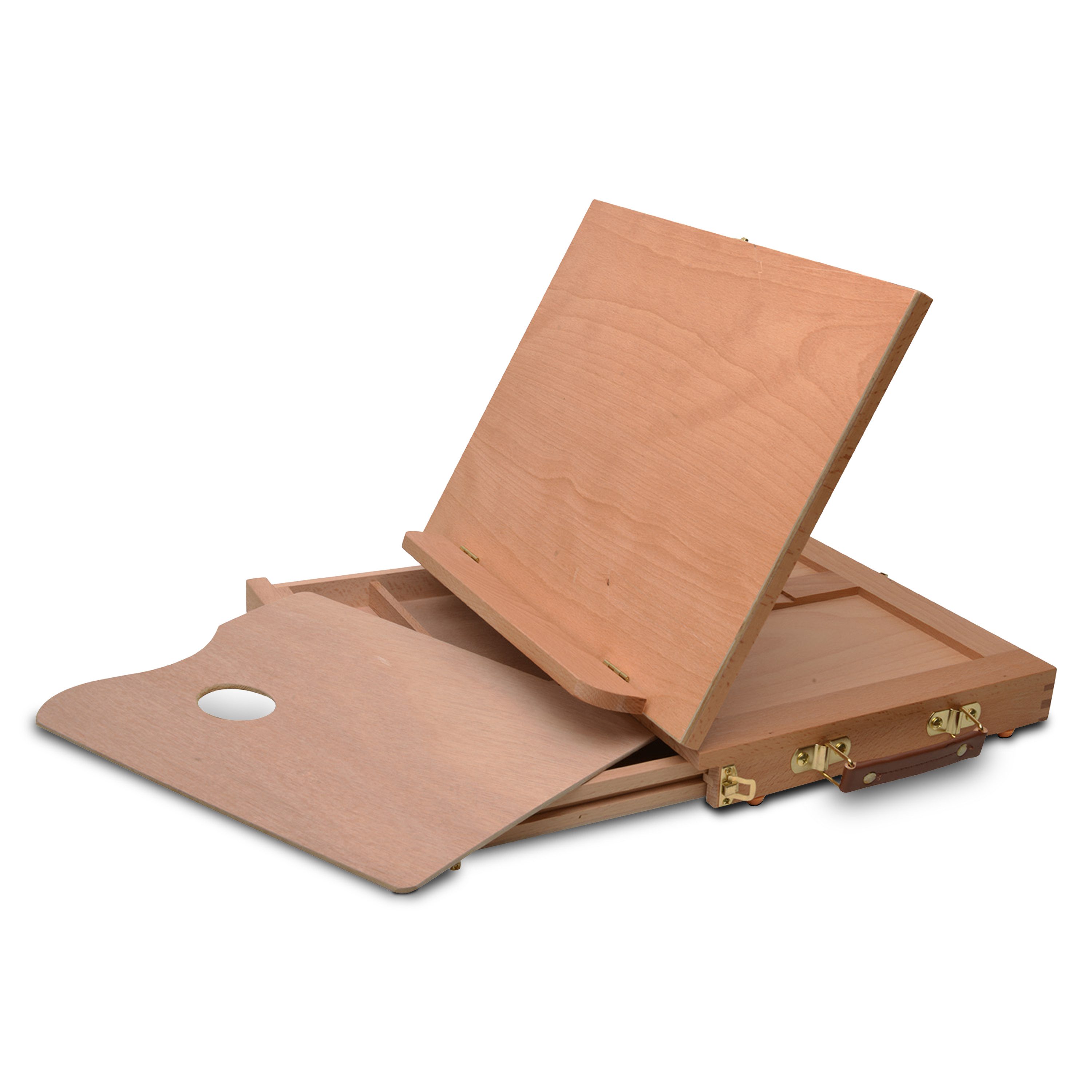 Artina Staffelei, Tischstaffelei aus Buchenholz mit Tragegriff, Malpalette und Schublade