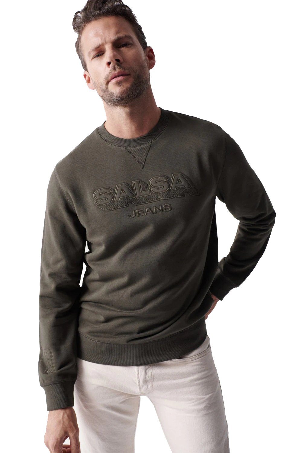 Sweatshirt (1-tlg) Sweatshirt Jeans Salsa Herren - Salsa olive