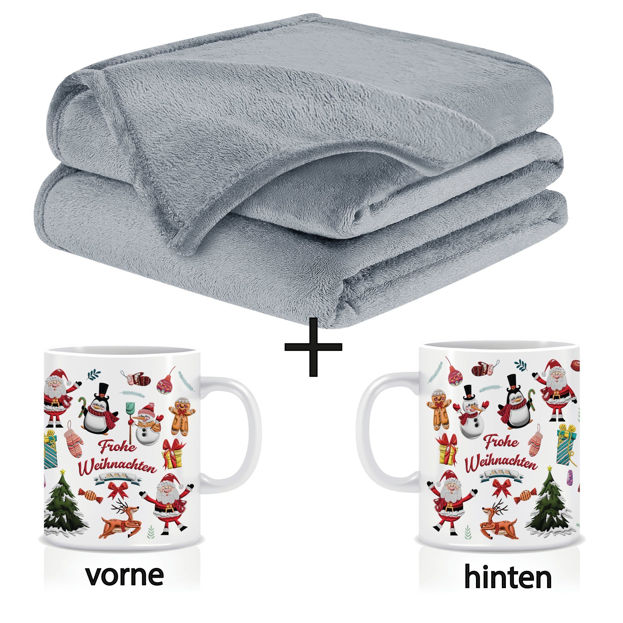 Wohndecke Flauschige Kuscheldecke mit Tassen Weihnachtsgeschenke, Fleecedecke, BARBONS, Kuscheldecke, Inkl. Geschenkbox, Tasse, Geschenkset, Weihnachten